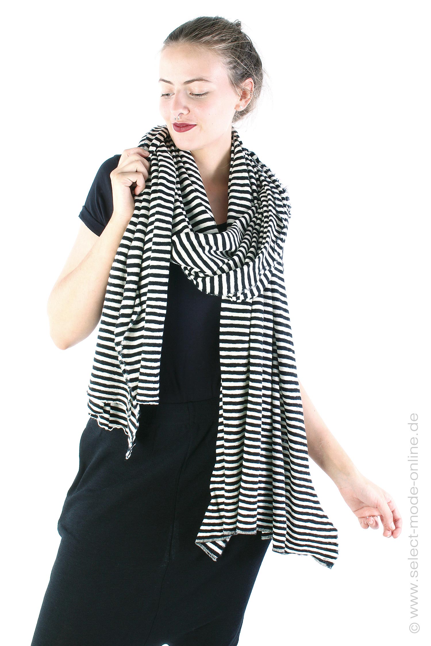Merino scarf - White/Black - BB1030