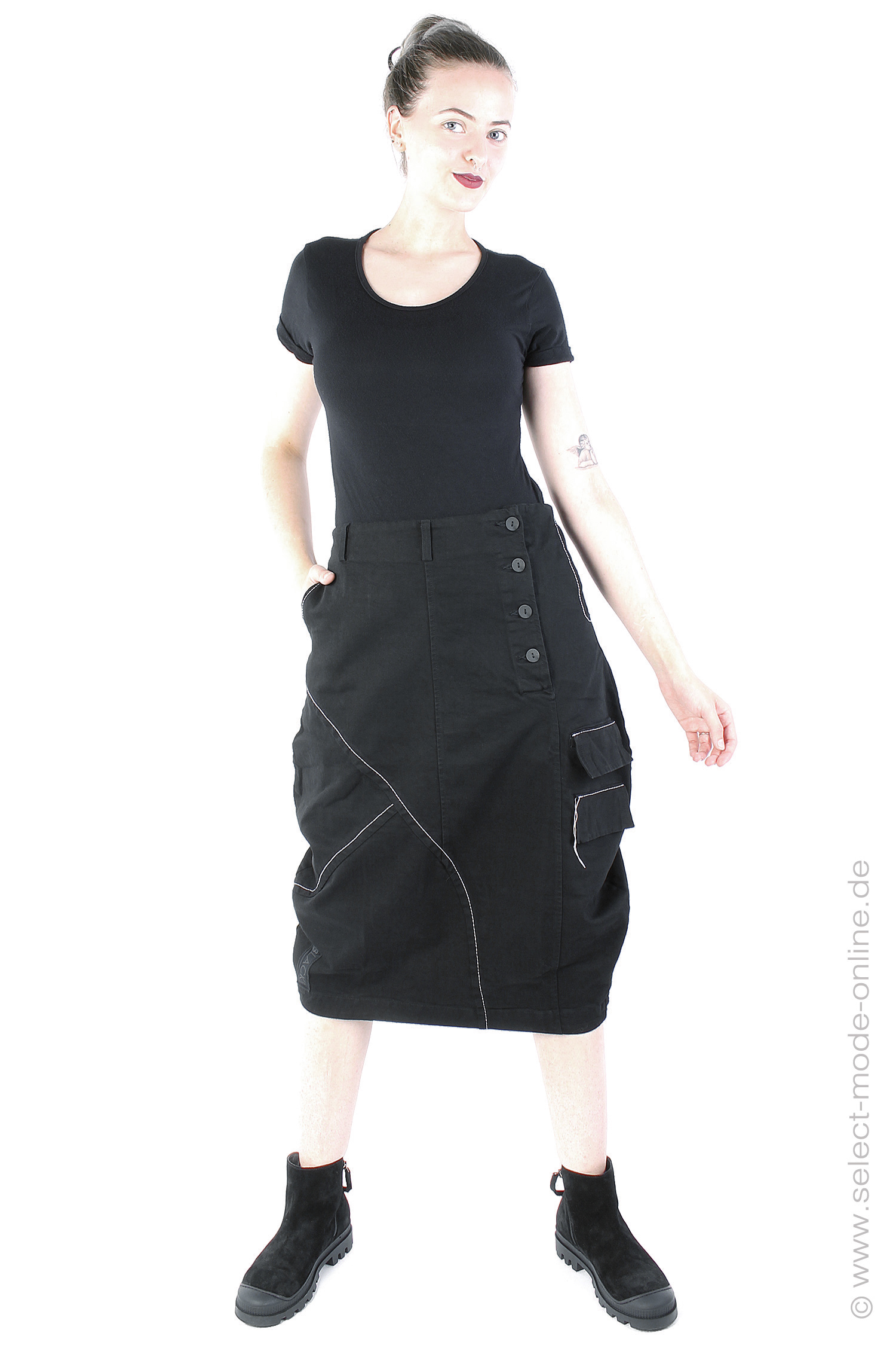 Tulip stretch skirt - Black-white  - 242.04.02