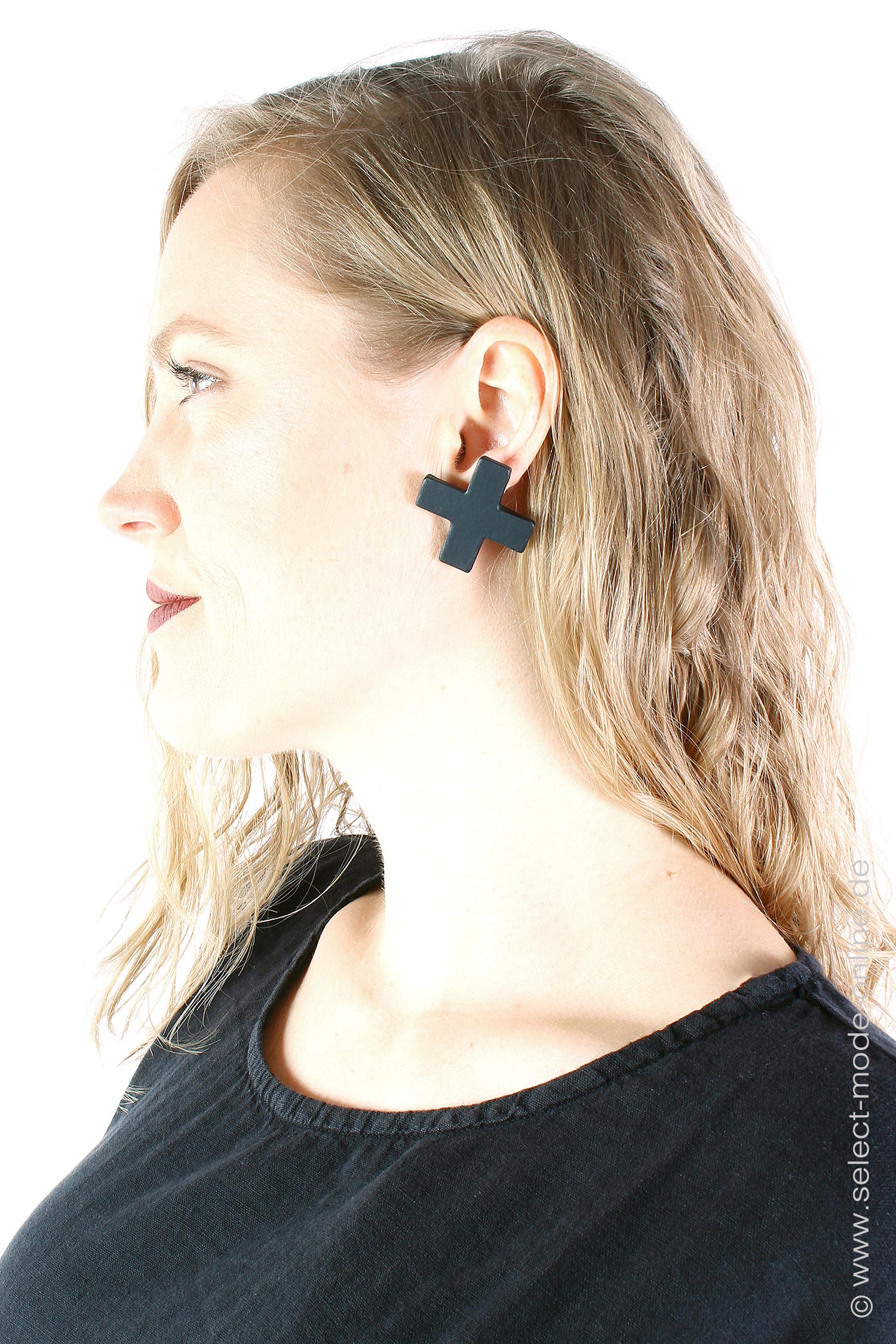 Plus earrings - Cross X Earrings - black