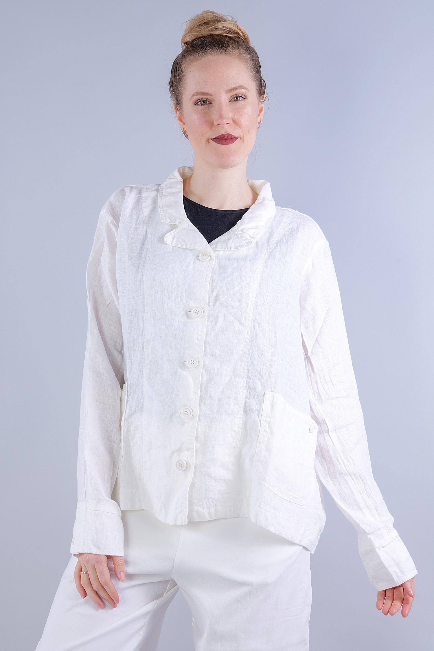 Short linen jacket - 1253541110 - offwhite