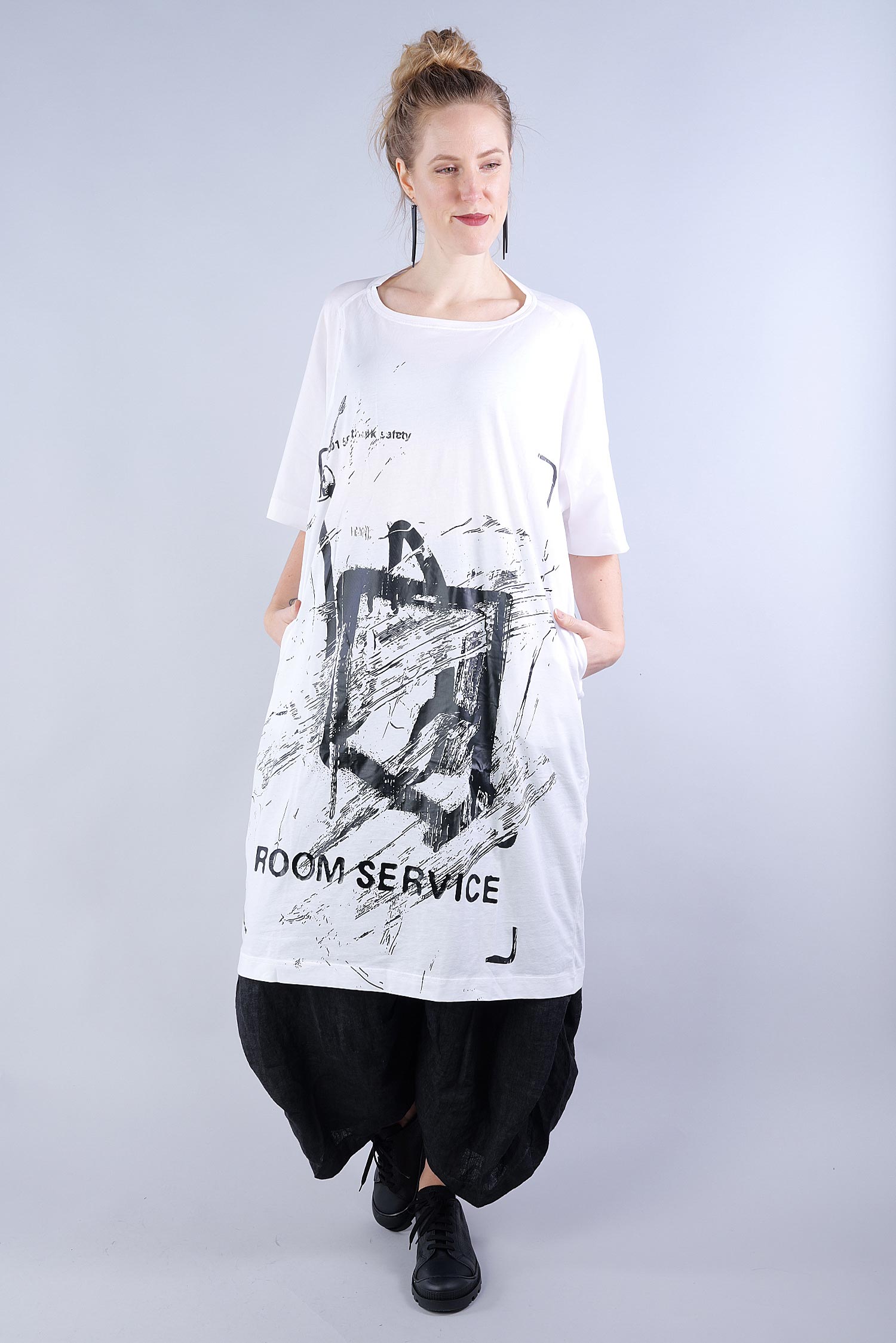 Oversize tunic - s.bleach/black print - 1252300904