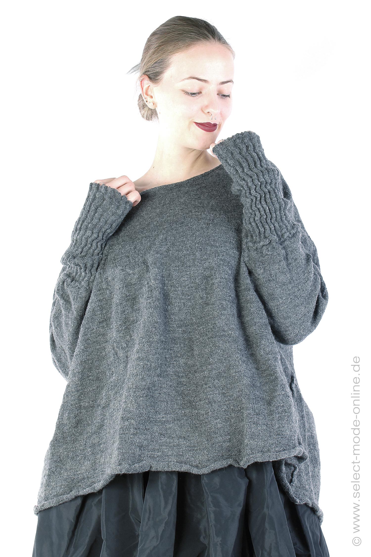 Schurwolle Pullover - Coal mel - 2242680708