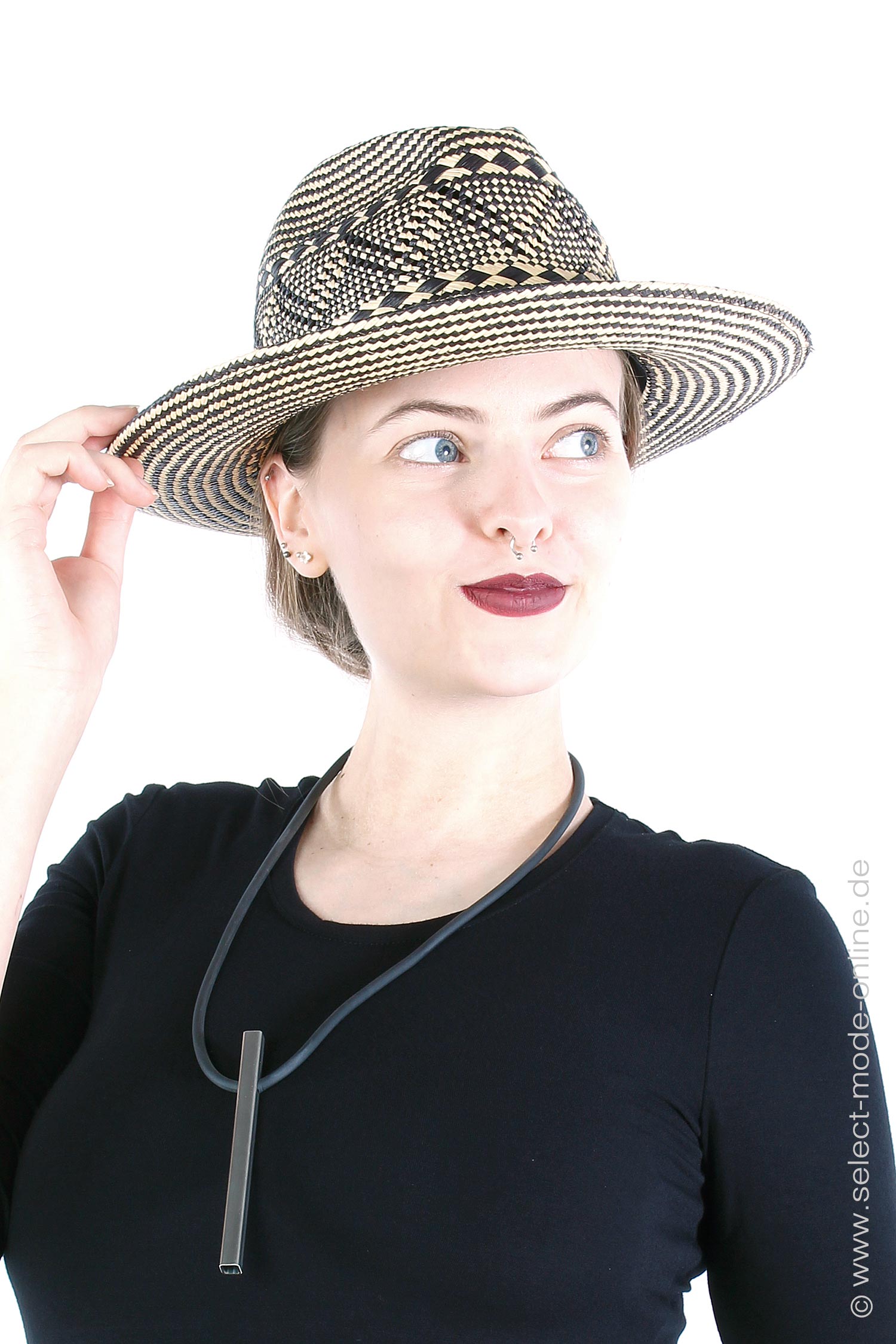 Patterned straw hat - Inca - Boncia