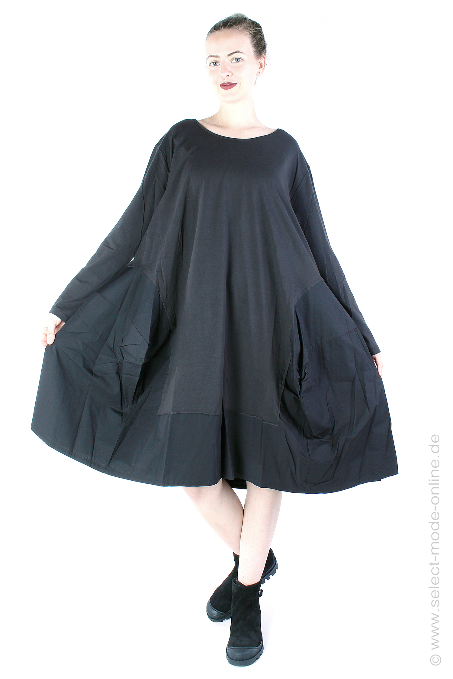 Tulpiges Kleid - Schwarz - 23687