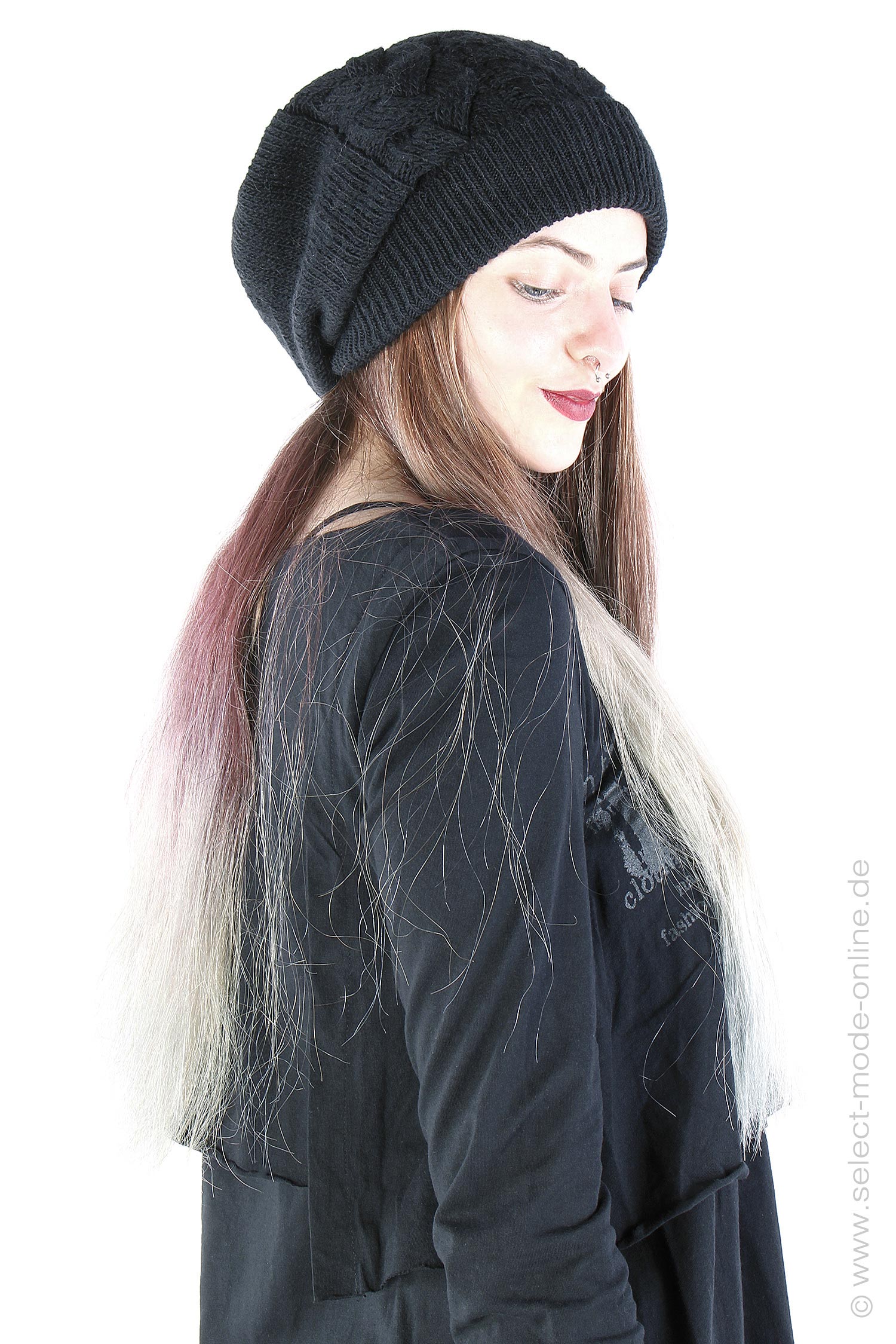 Braided knit beanie - Black - BUKKA