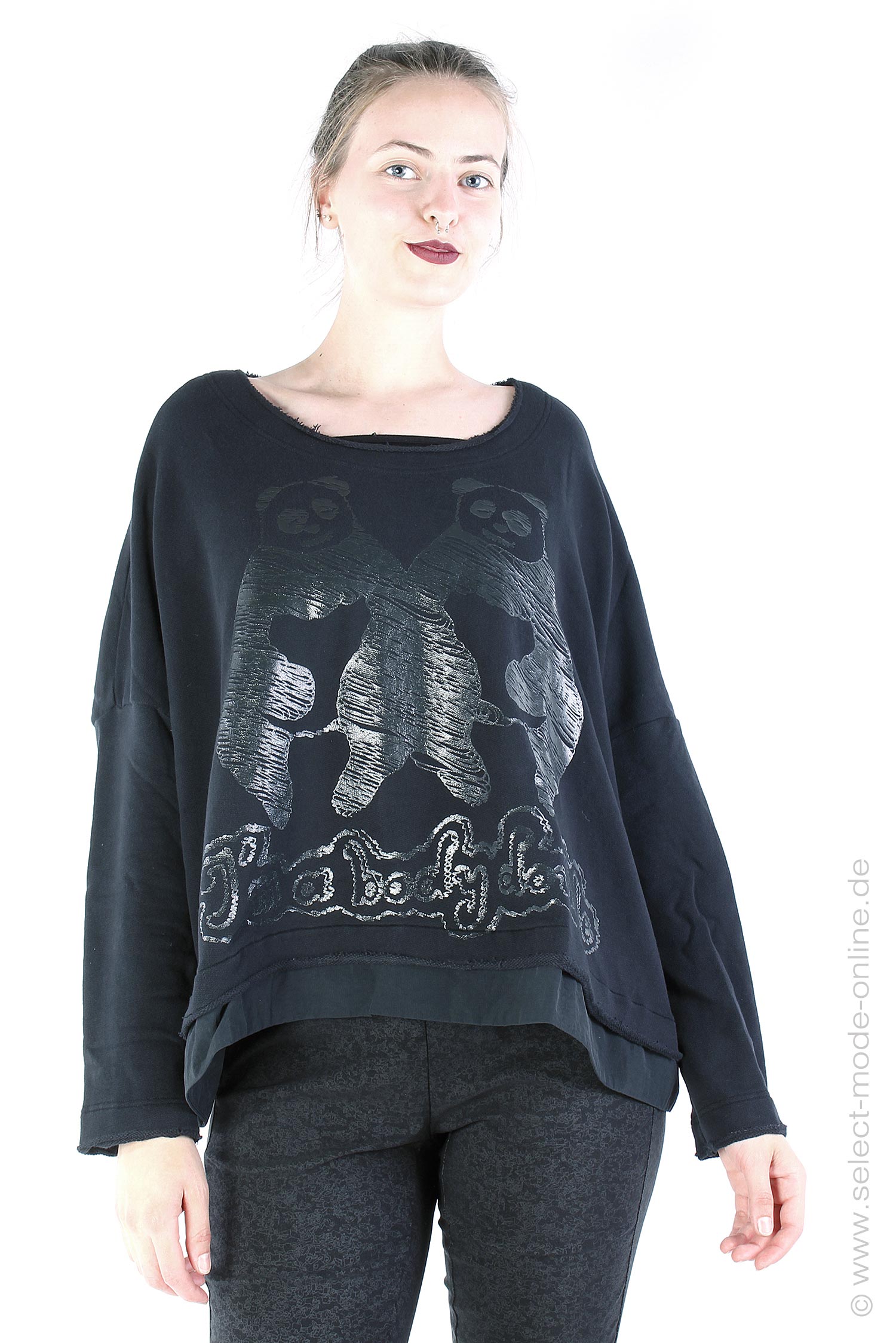 Oversize Sweatpullover - Black Print - 2243510503