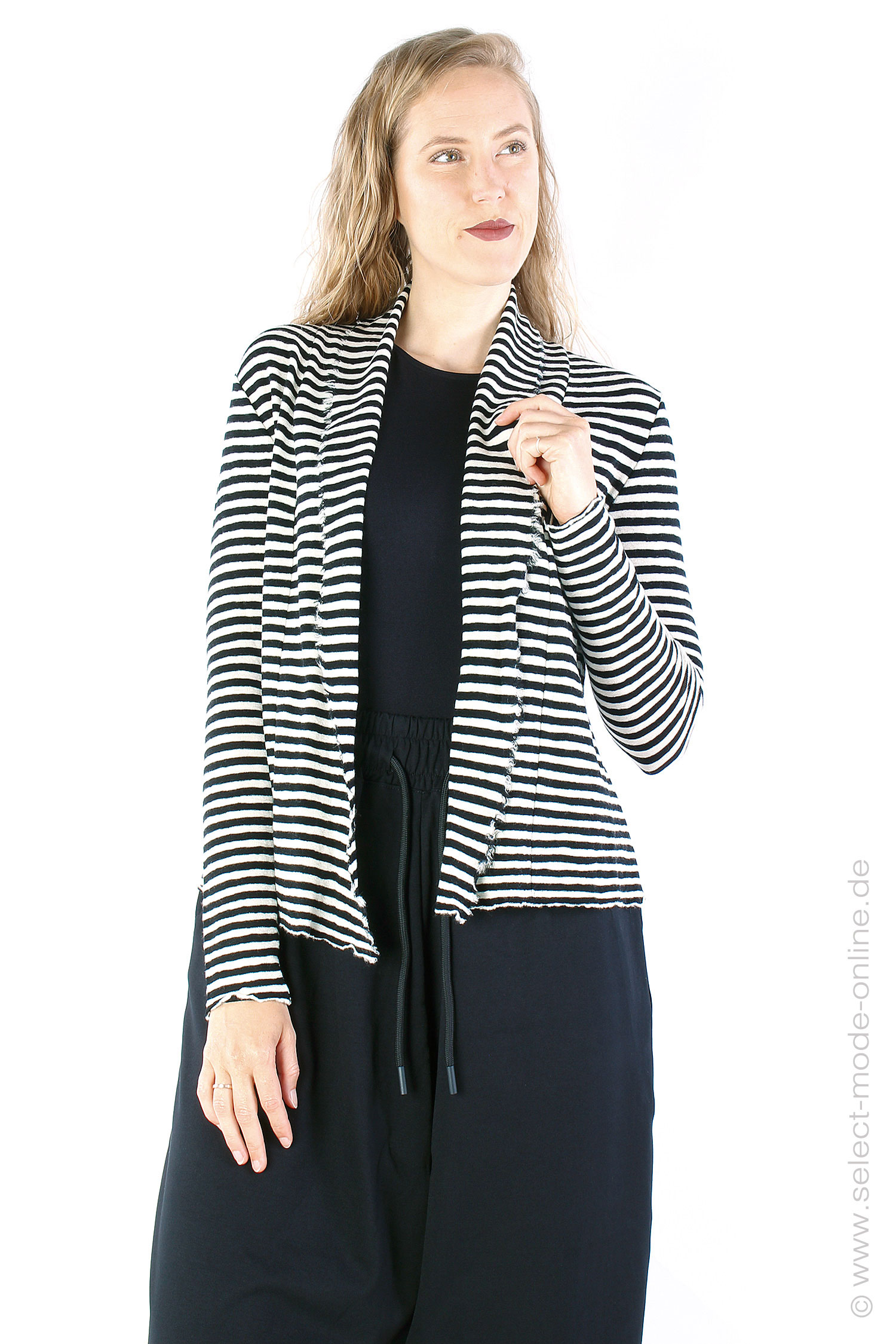 Striped merino jacket - White-black - 8013