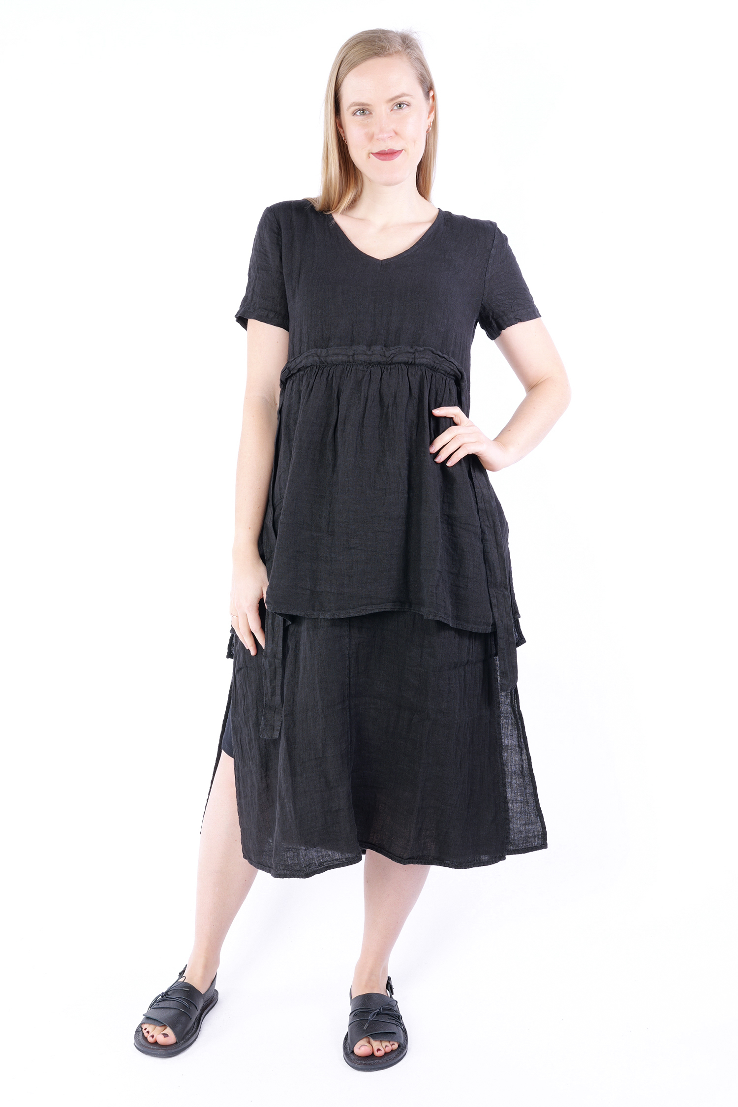 Linen dress - Black - 5216