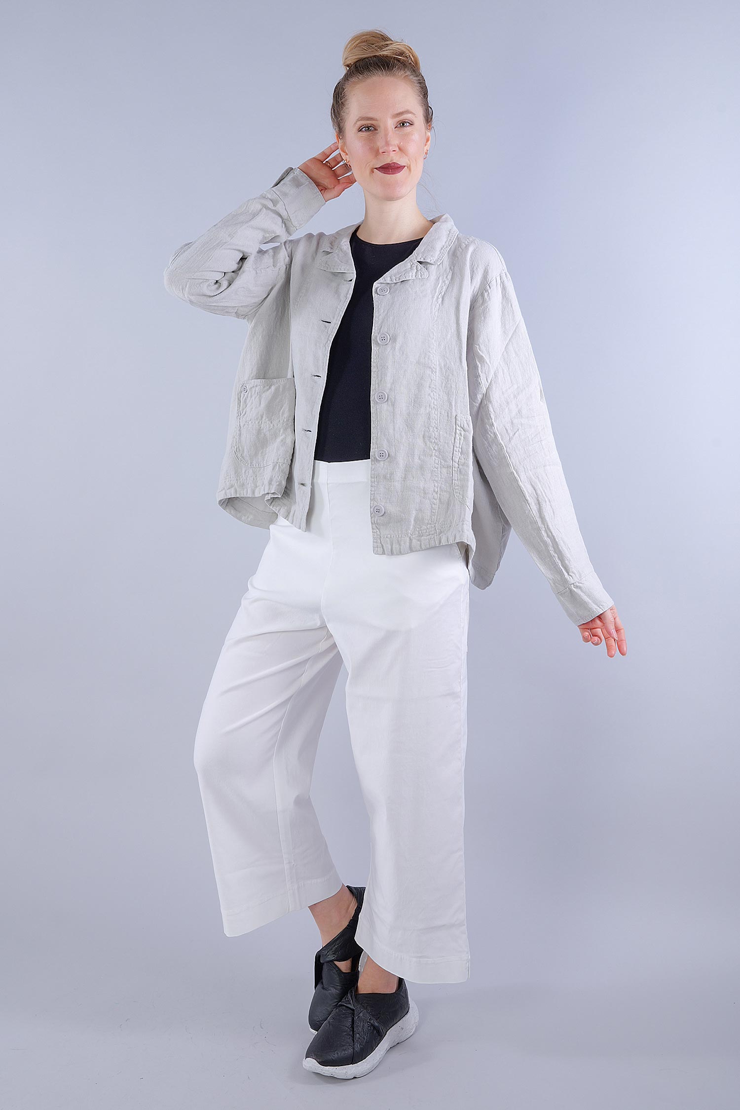 Short linen jacket - 1253541110 - grey