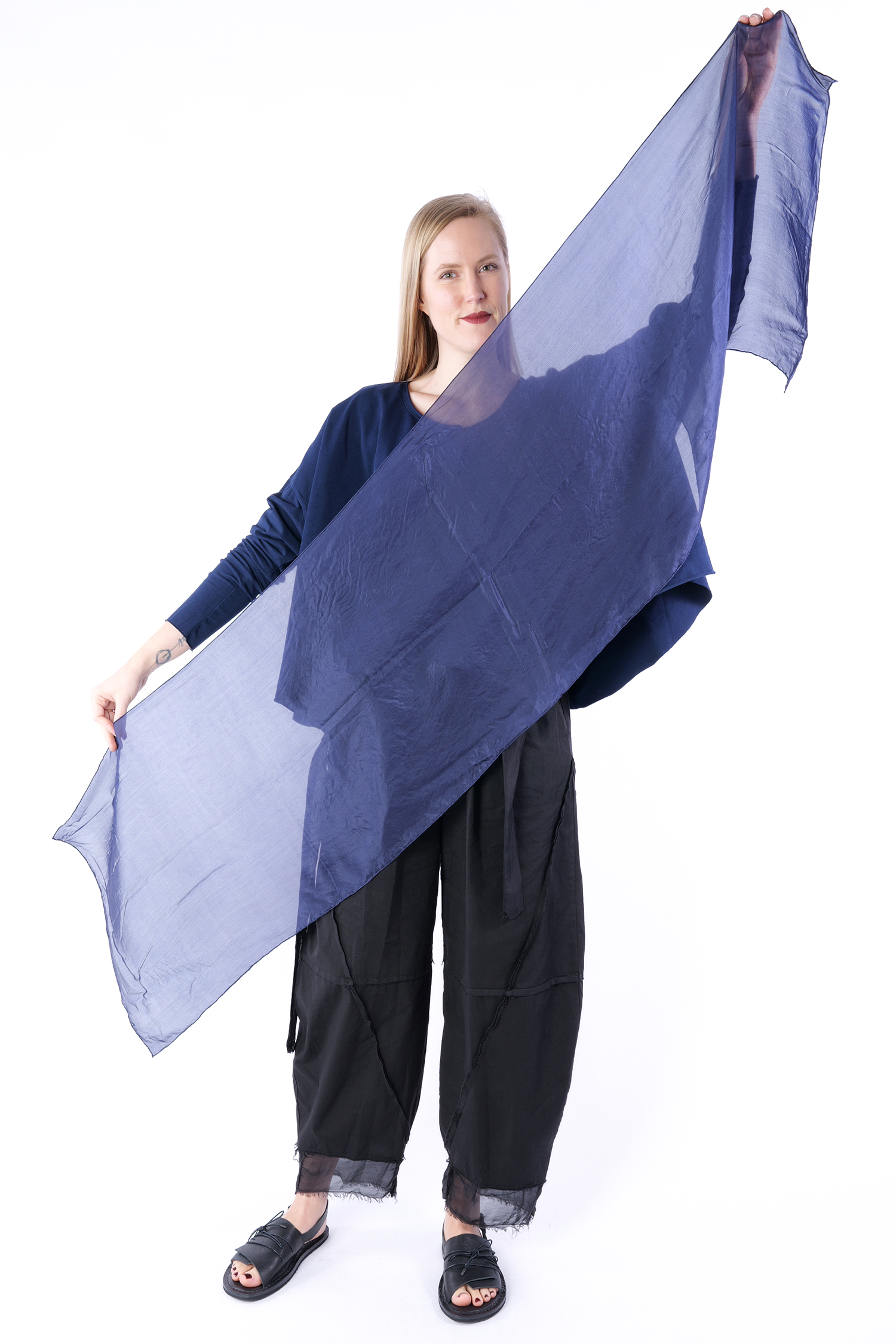 Smooth silk scarf 180x45 - Stahlblau - Melitta