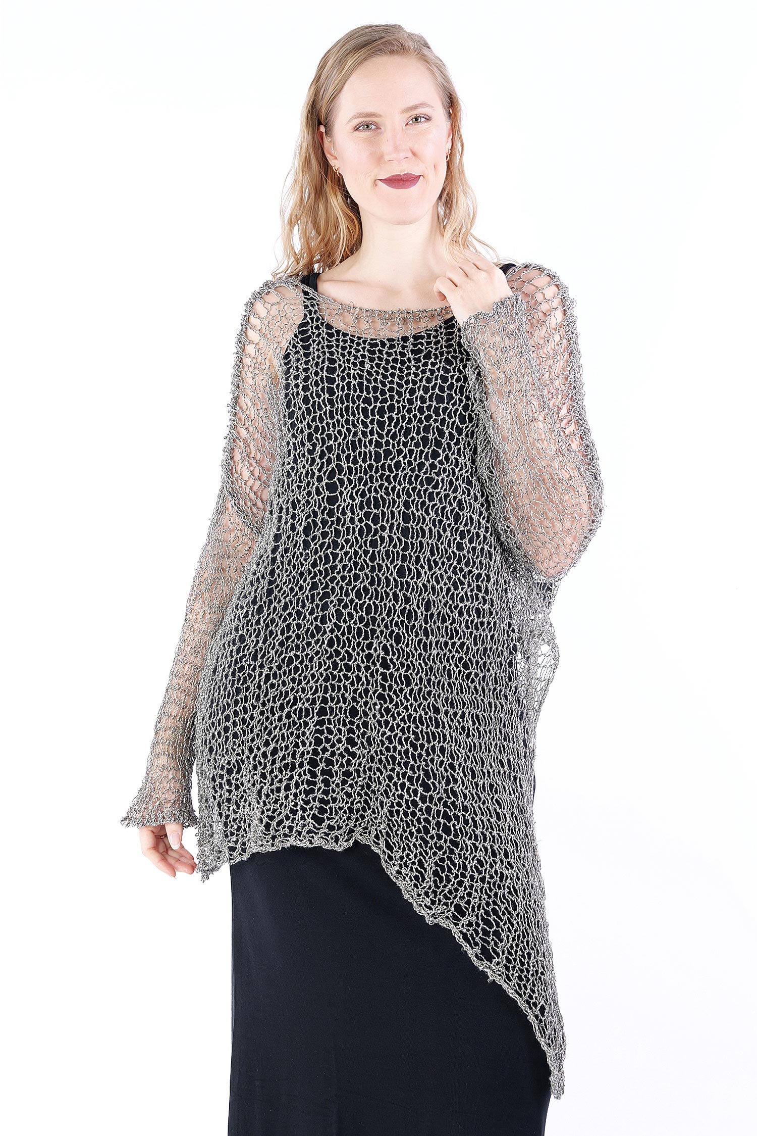 Pullover with large stitches - Off Black - V25.3822