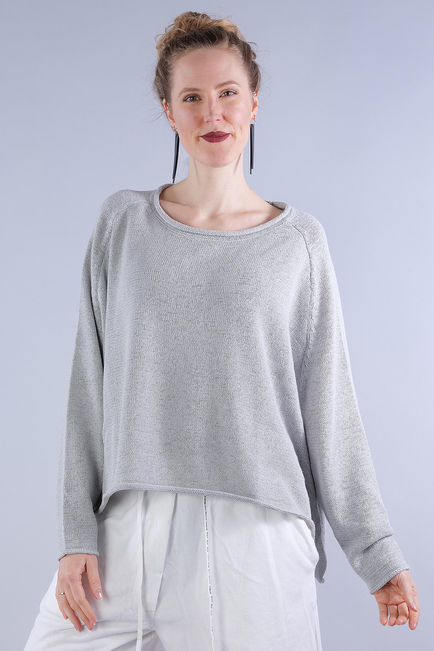 Wide chunky knit pullover - 1253720721 - grey