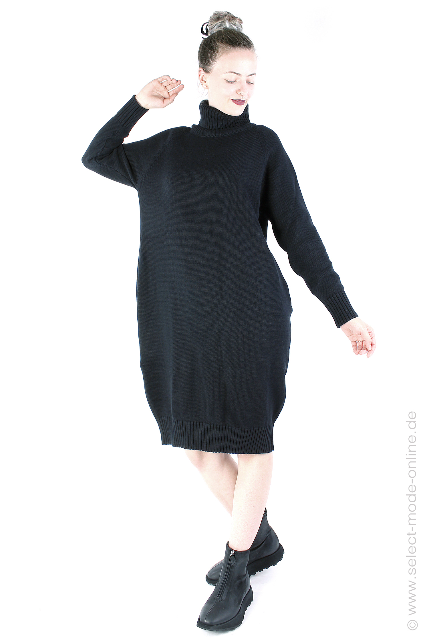 Cotton knit dress - Black - SA-Vittoria