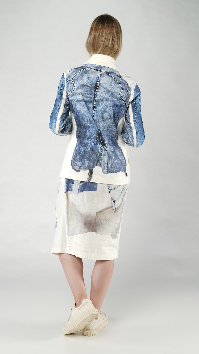 Jacket with denim print - denim prt - 1252111105