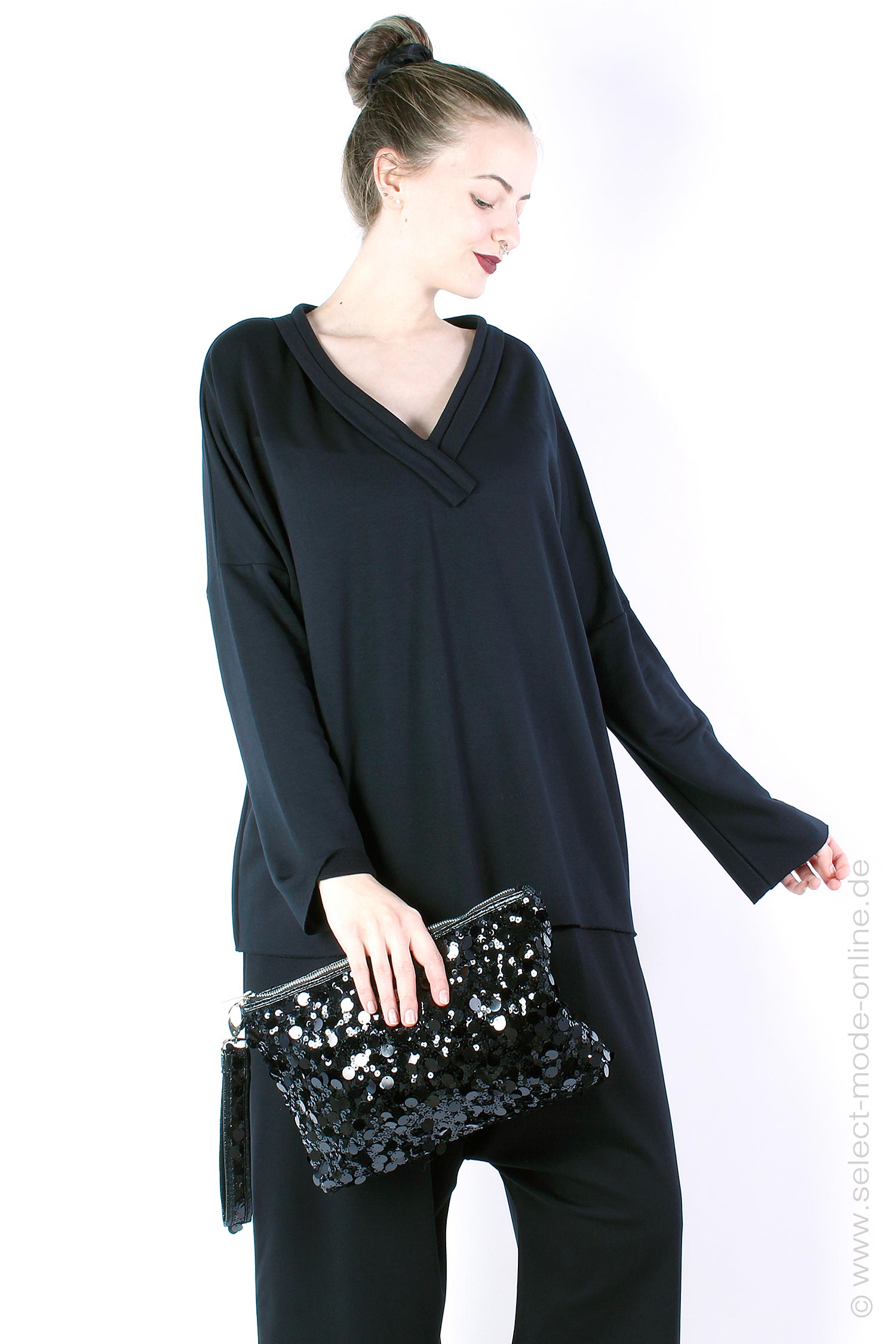 Sequins clutch - black