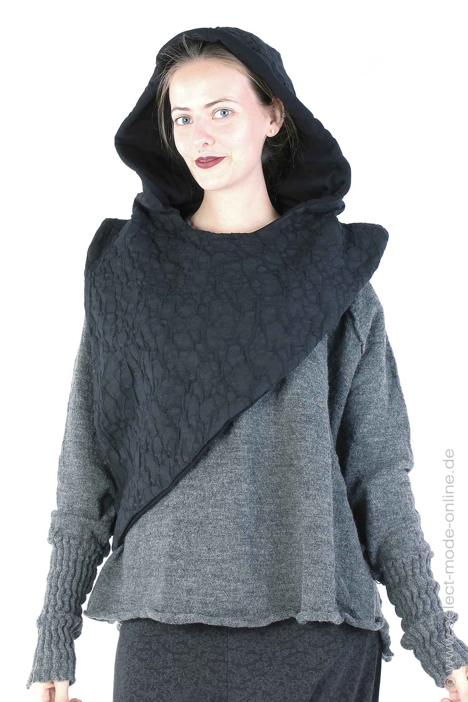 Hoodie-scarf - Black - LM273