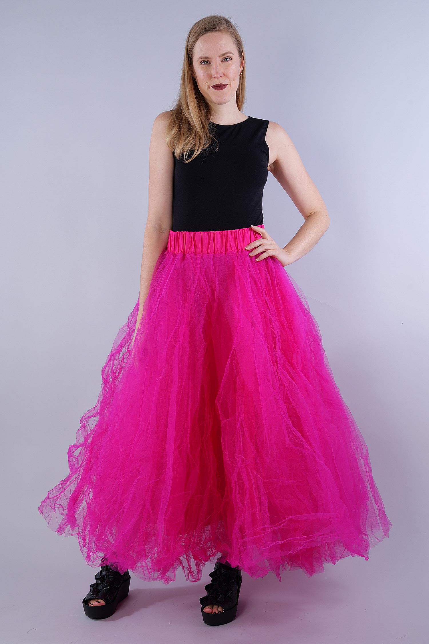 Voluminous tulle skirt - pink - S25-79