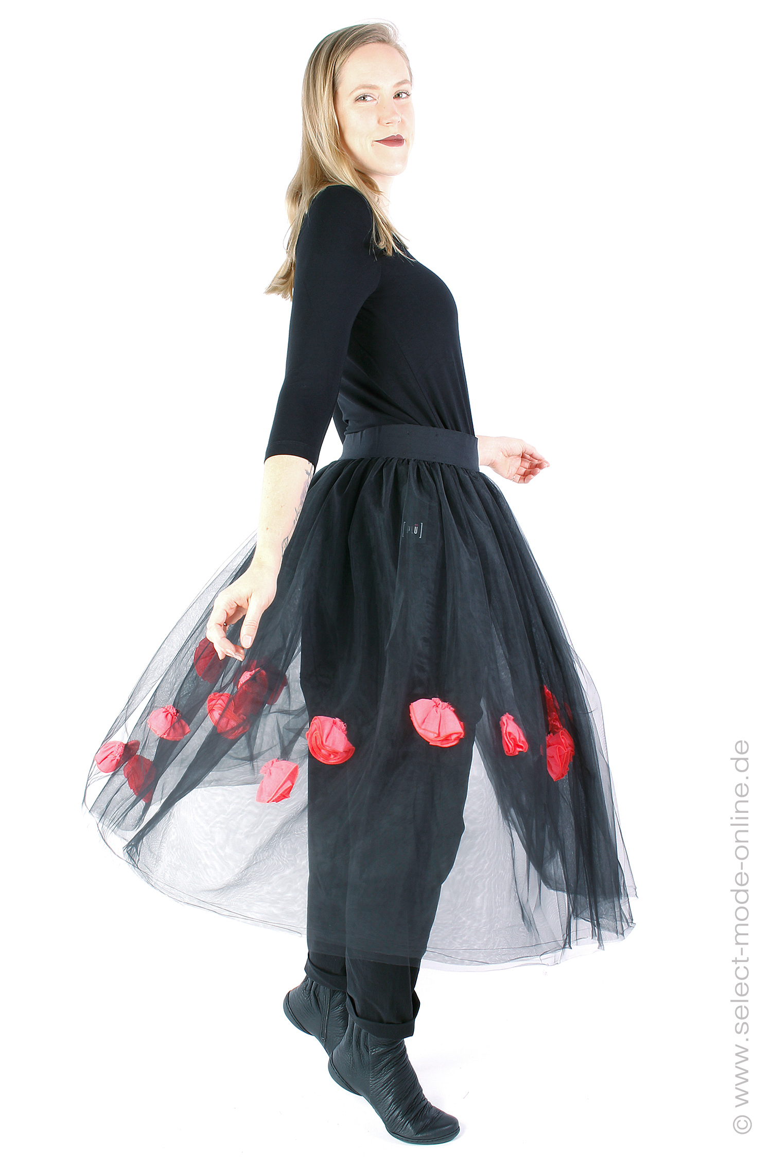 Tulle skirt - Black / Coral - 3010