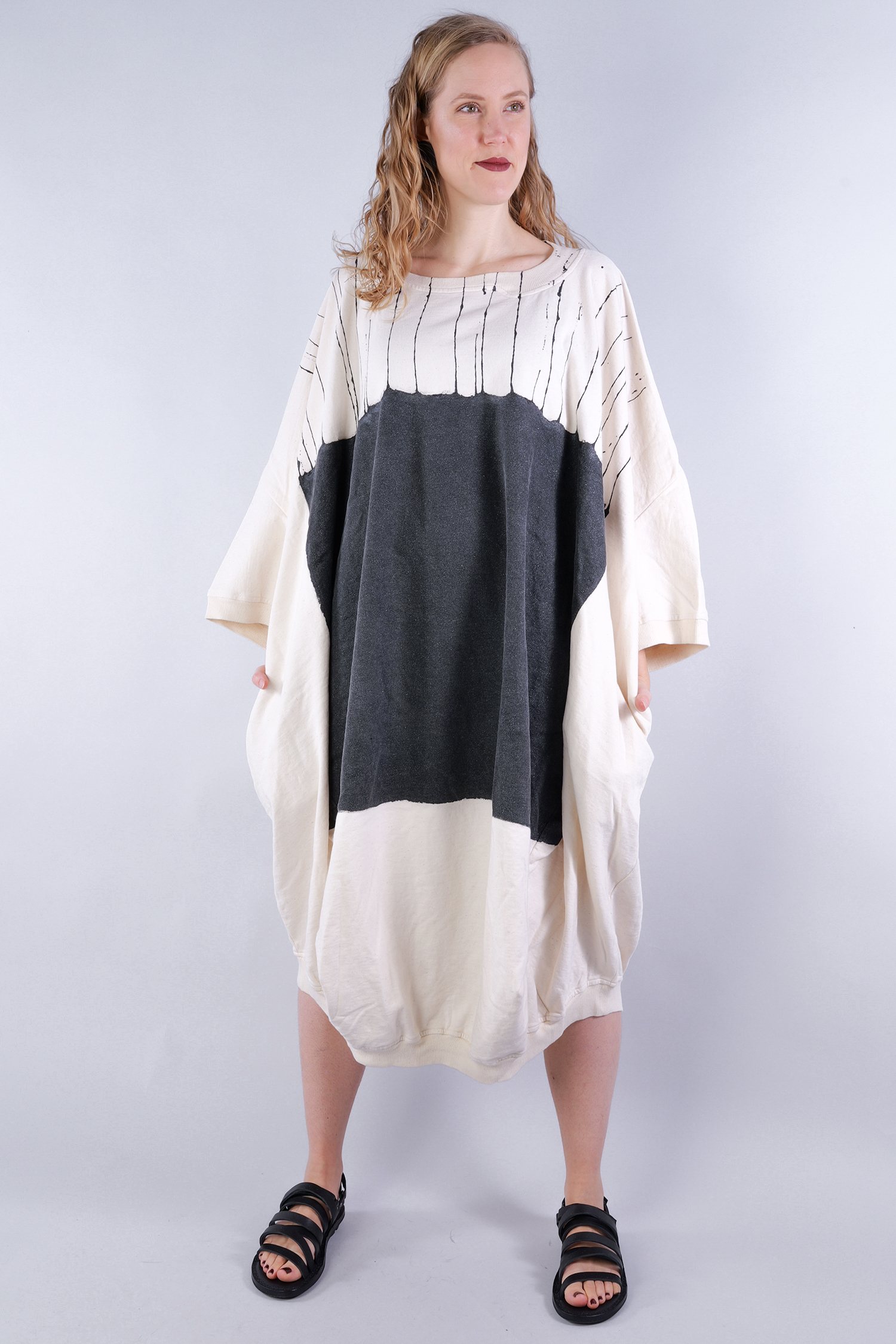 Oversize sweat tunic - black paint - 1251270903