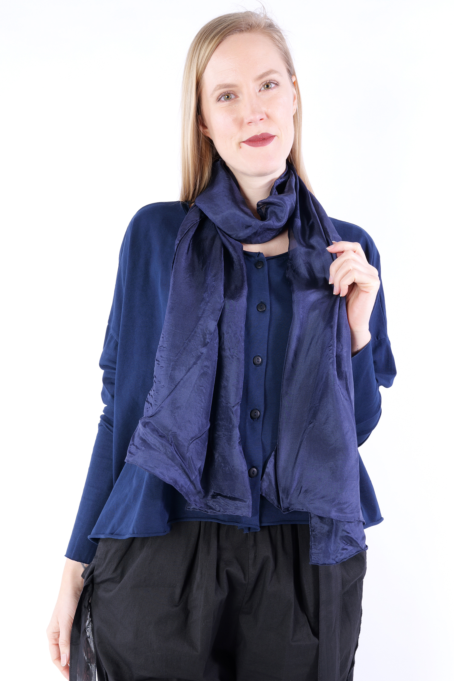 Smooth silk scarf 180x45 - Stahlblau - Melitta