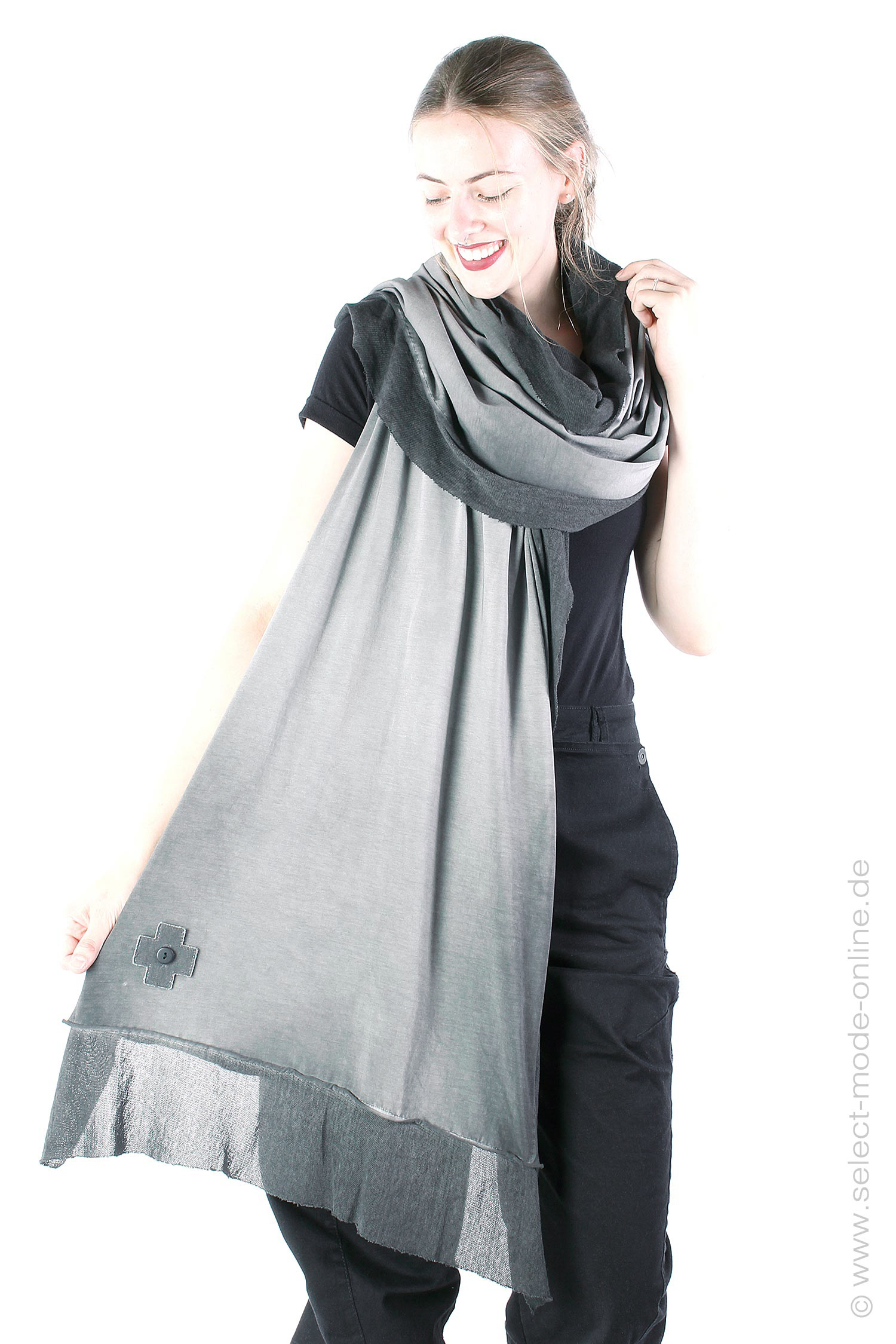 Scarf with tulle - Asphalt - 1739