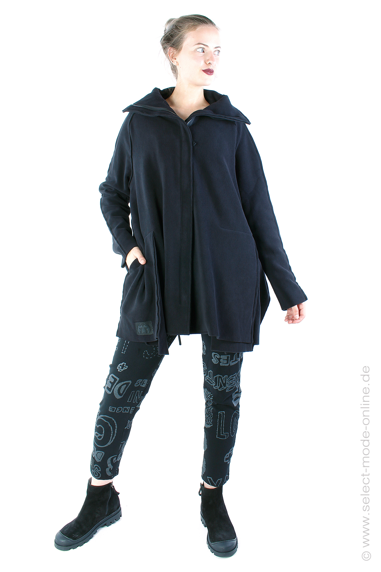 Long fleece jacket - Black - 2243501102