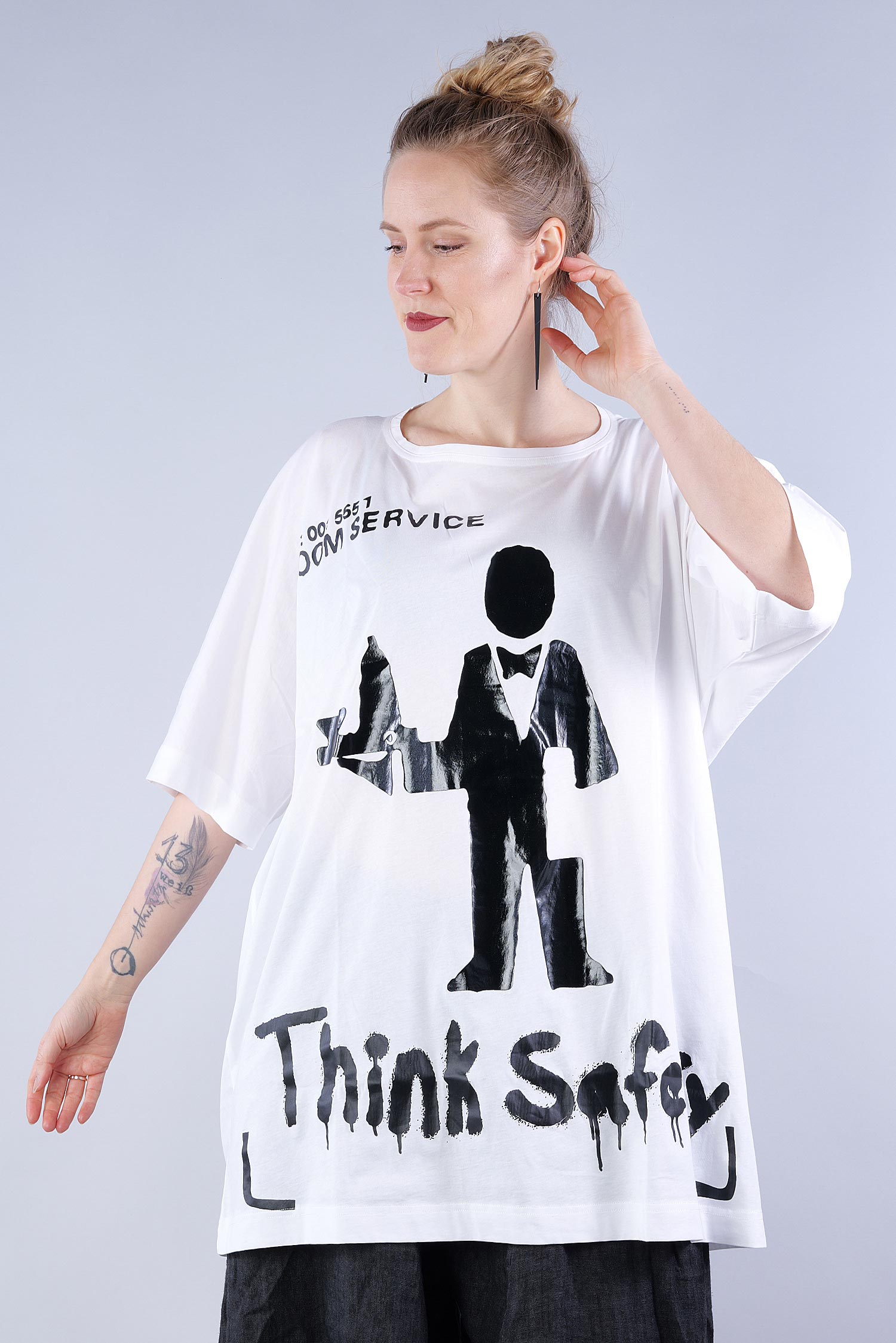 Oversize T-Shirt - s.bleach/black print - 1252300903