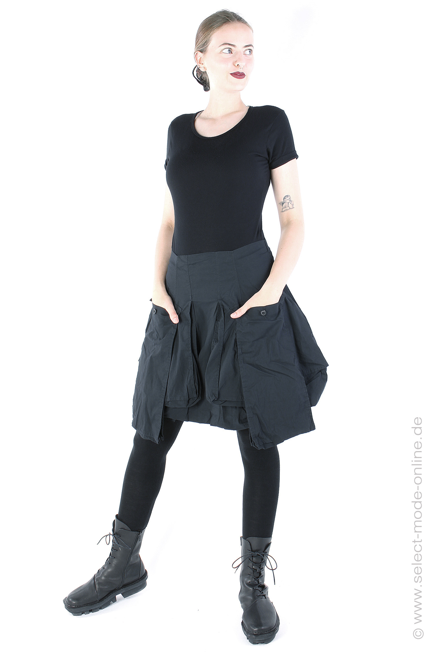 Stretch overskirt - Black - 2242200310