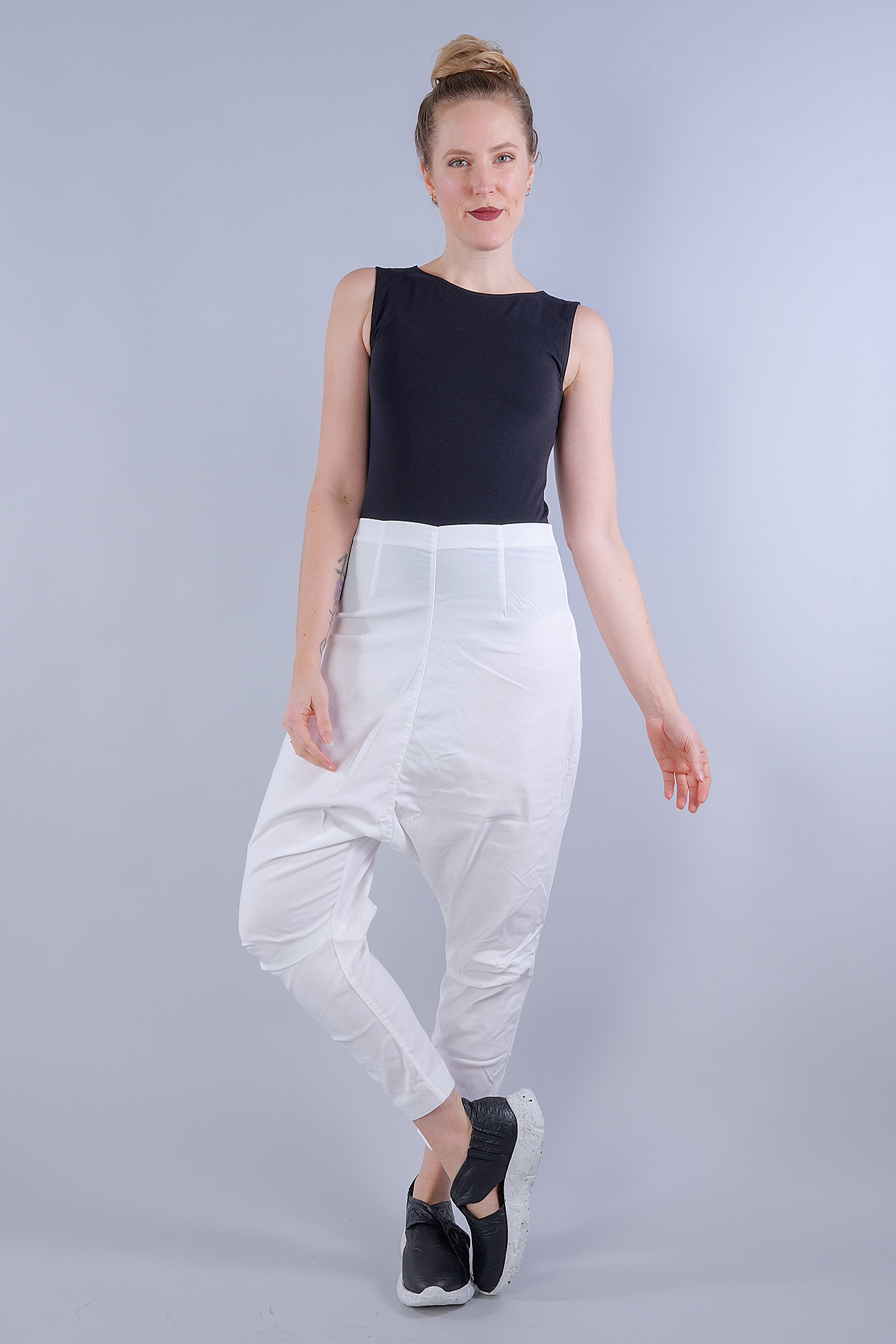 Stretch pants with low crotch - 1253440131 - offwhite