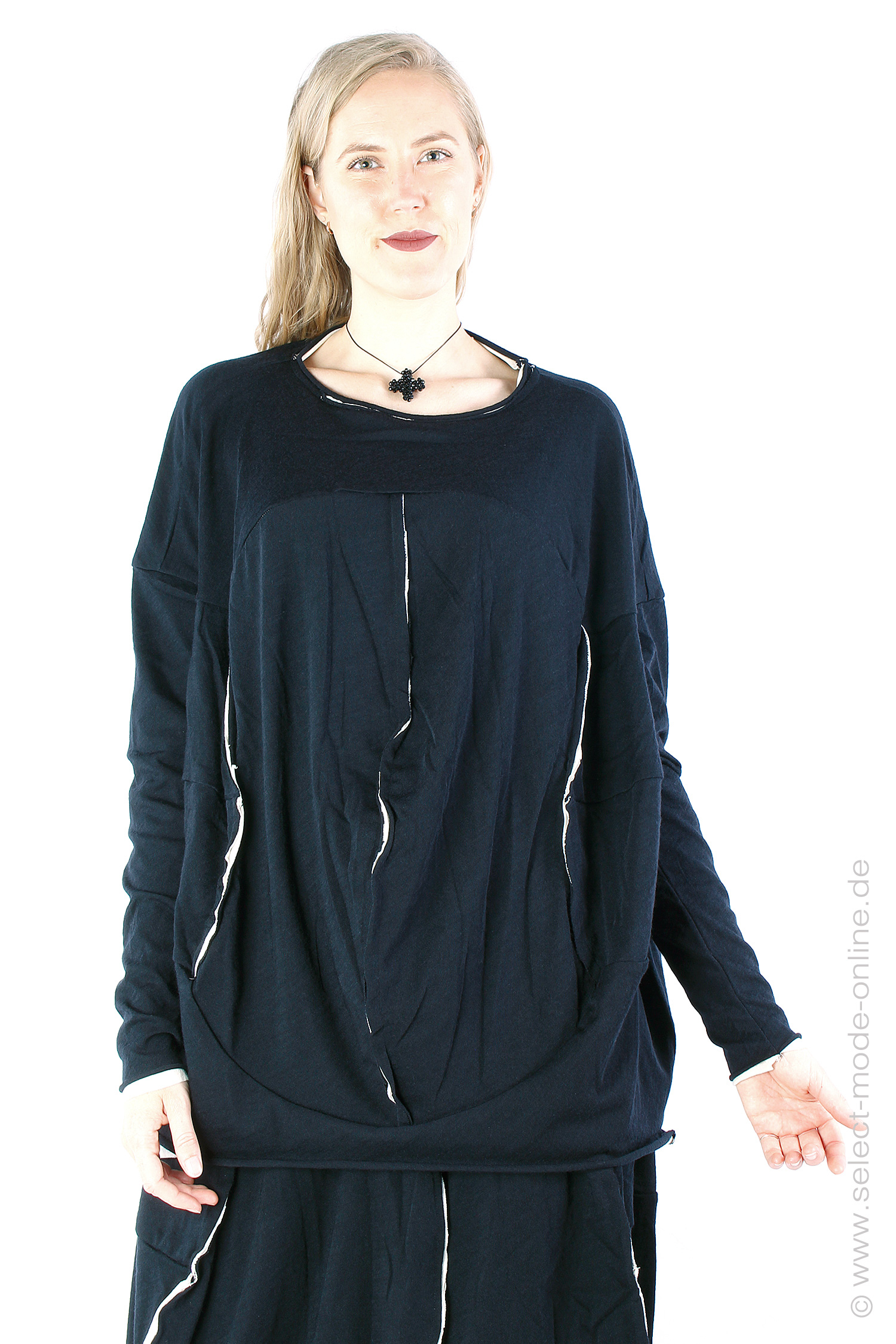 Zweifarbiges Wollshirt - Black bone - 2241190502