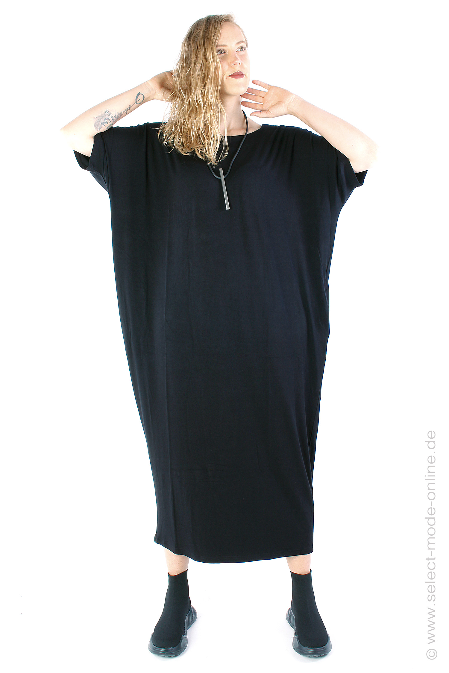 Oversize jersey dress - Black - 7628