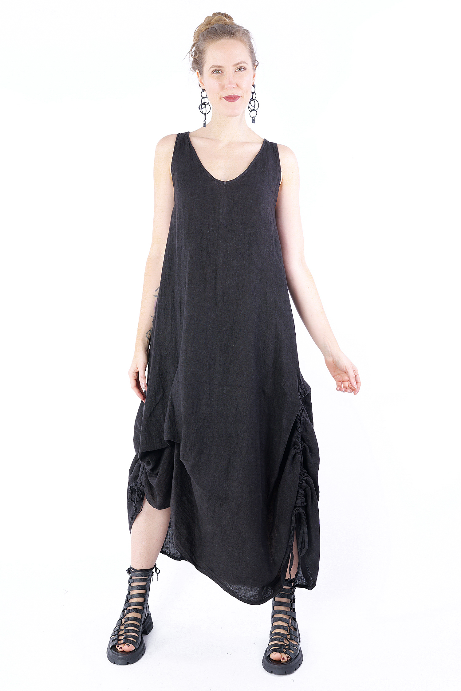 Linen dress - Black - W5069