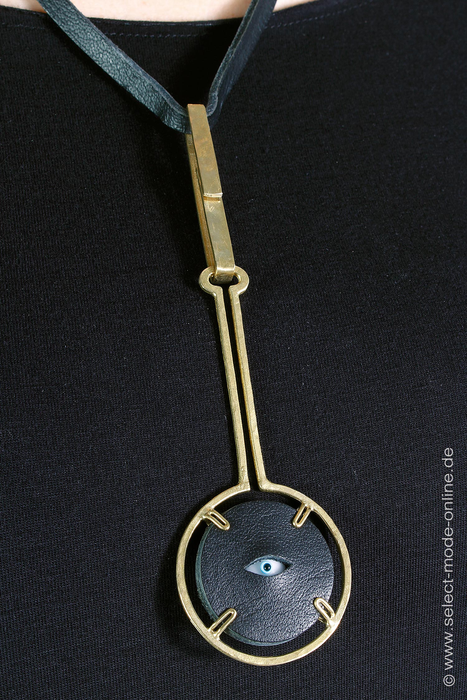 Necklace With Eye - Black / Brass - Icu Pendant