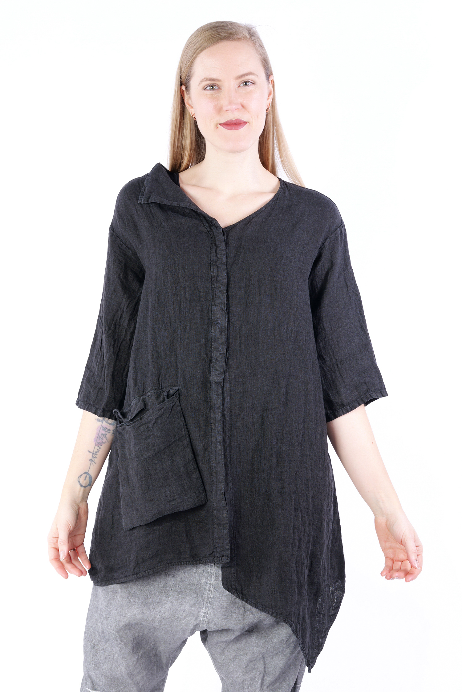 Linen jacket - Black - 5218