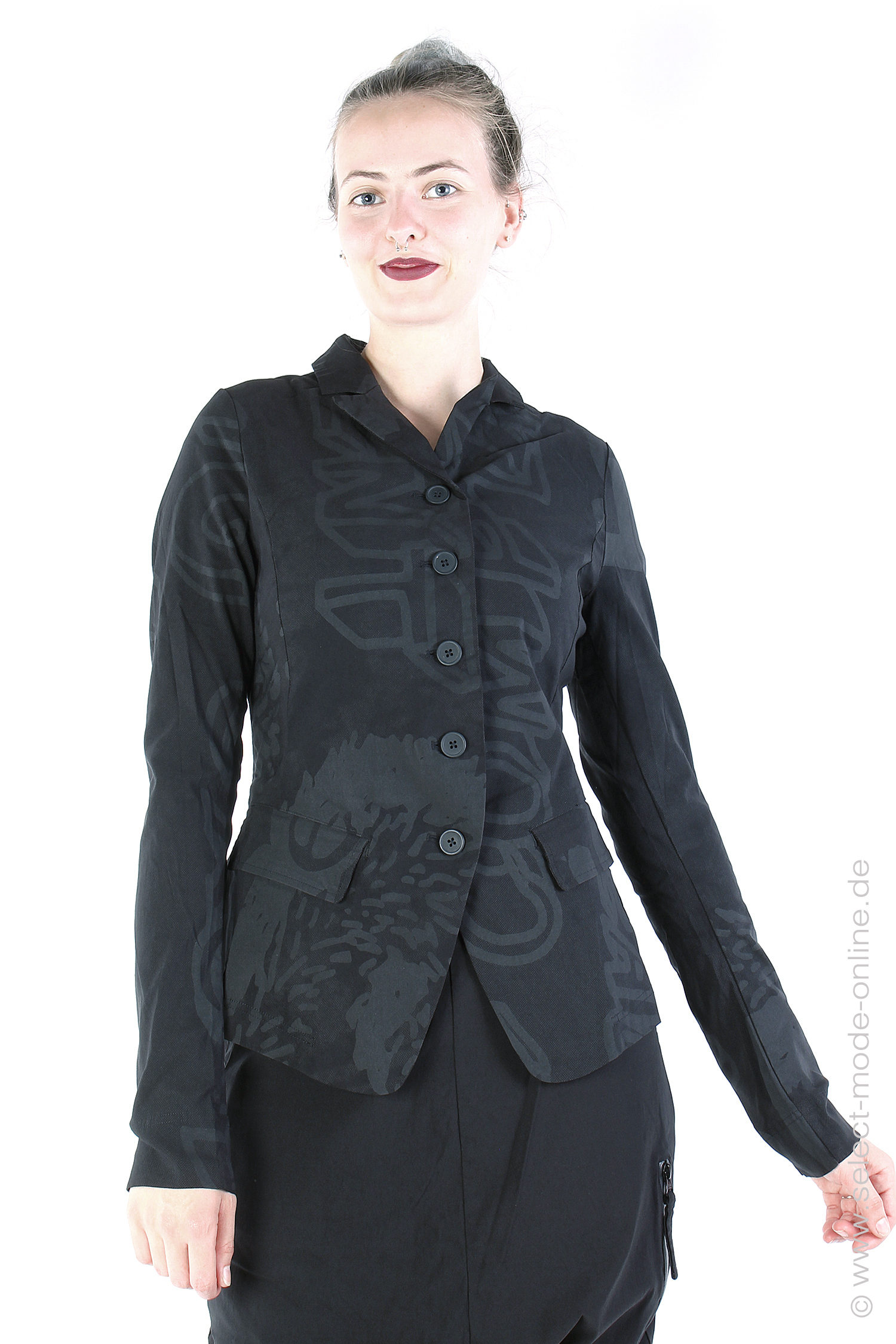 Stretchjacke - Black big Print - 2243441116