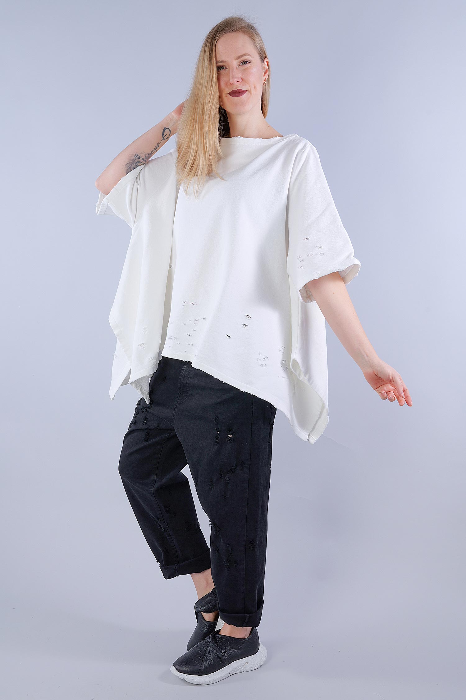 Sweater with cut outs - white - FM111