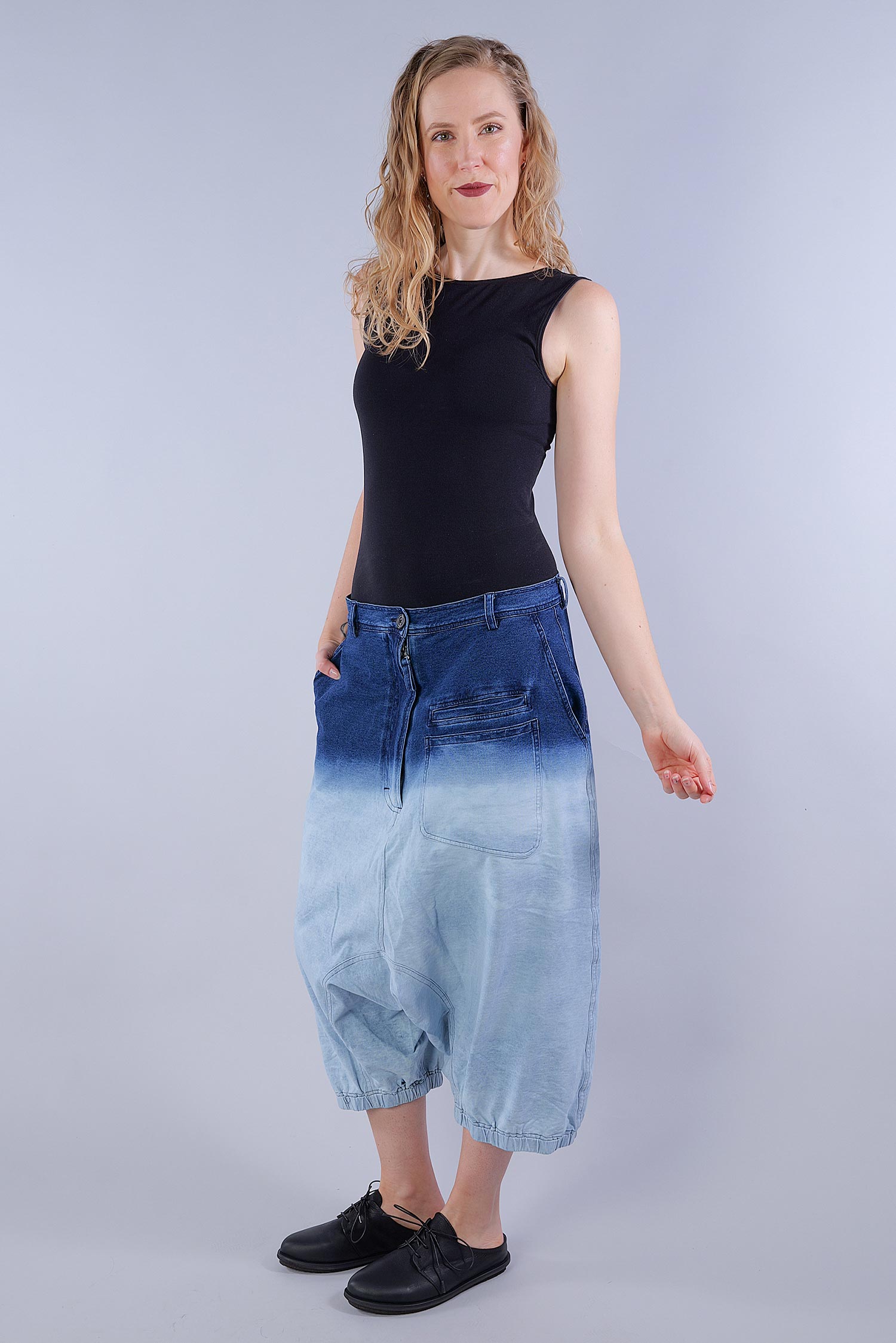 Denim pants with low crotch - bleachwash - 1252260103