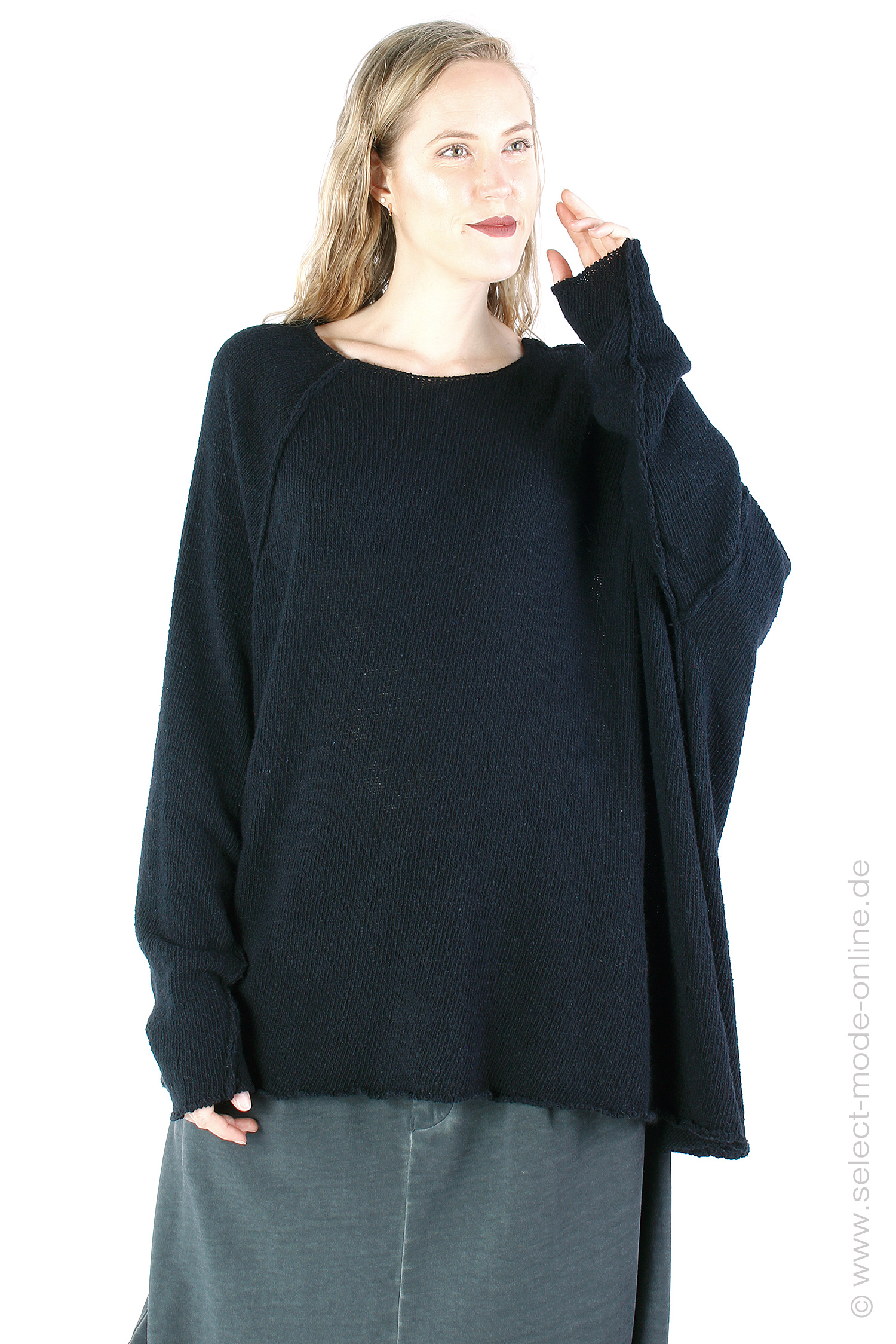 Oversize knit pullover- Black - I25.3692.ST