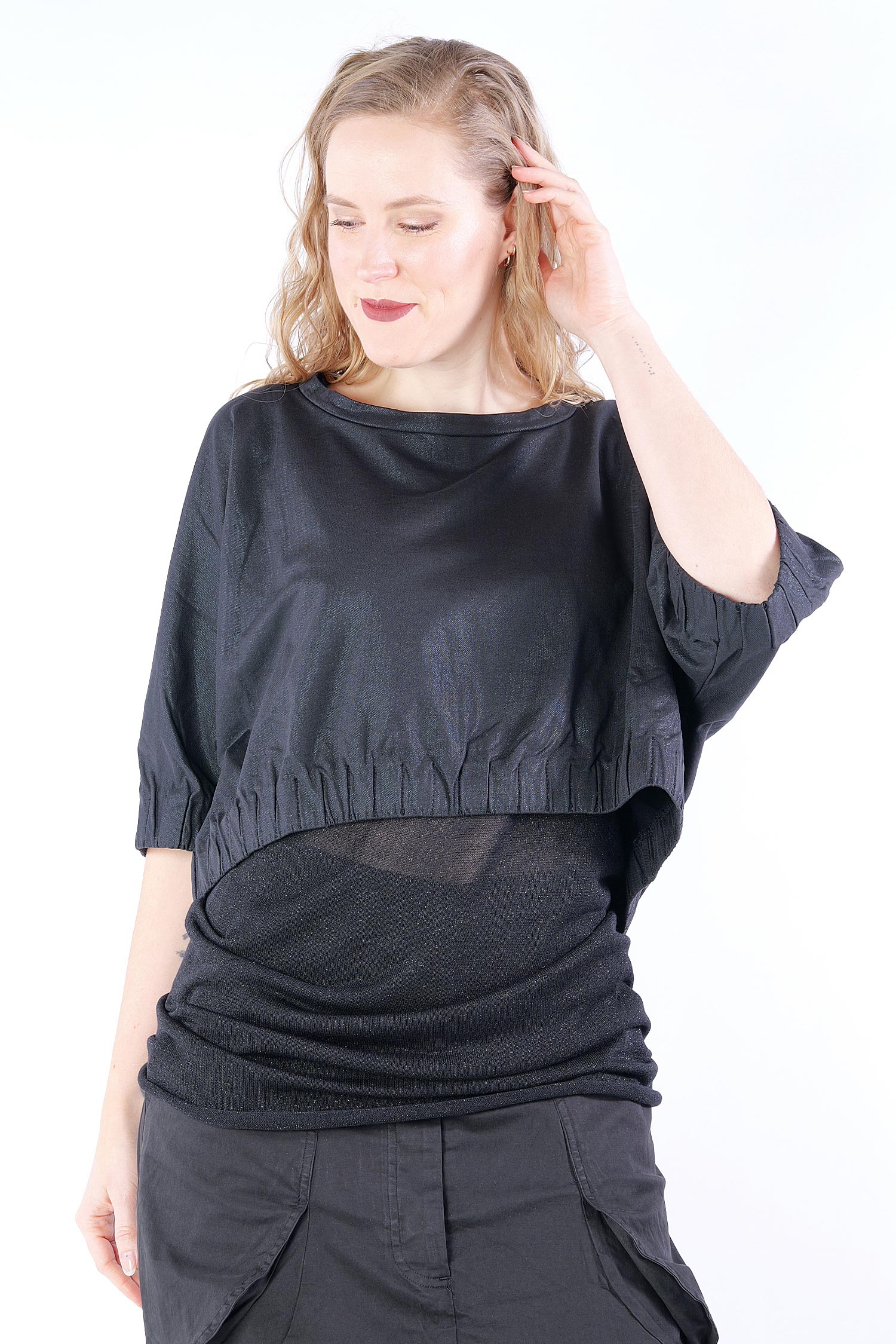 Short sweat top - black sparkle - 1251280502