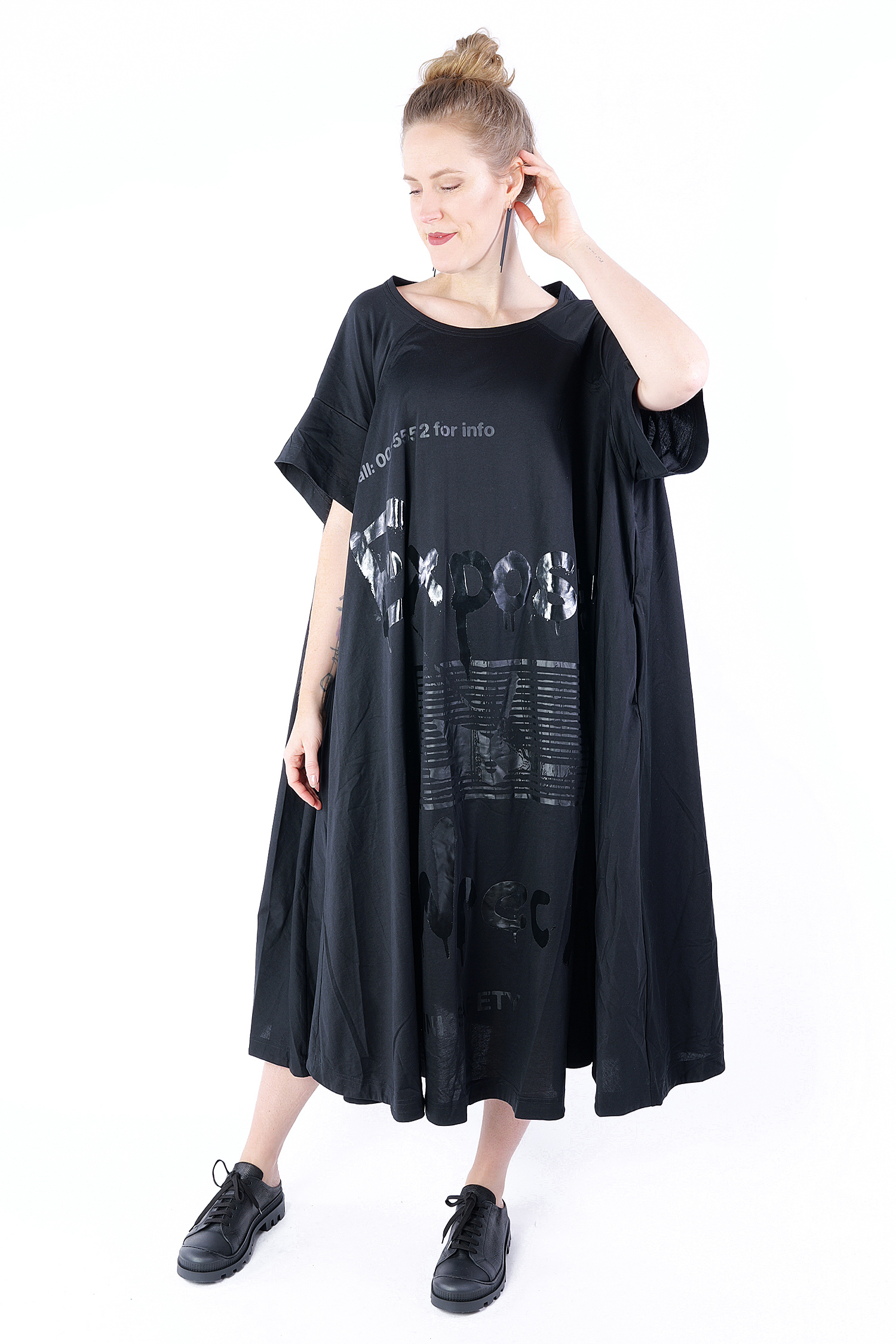 A-line dress - black/black print - 1252300908