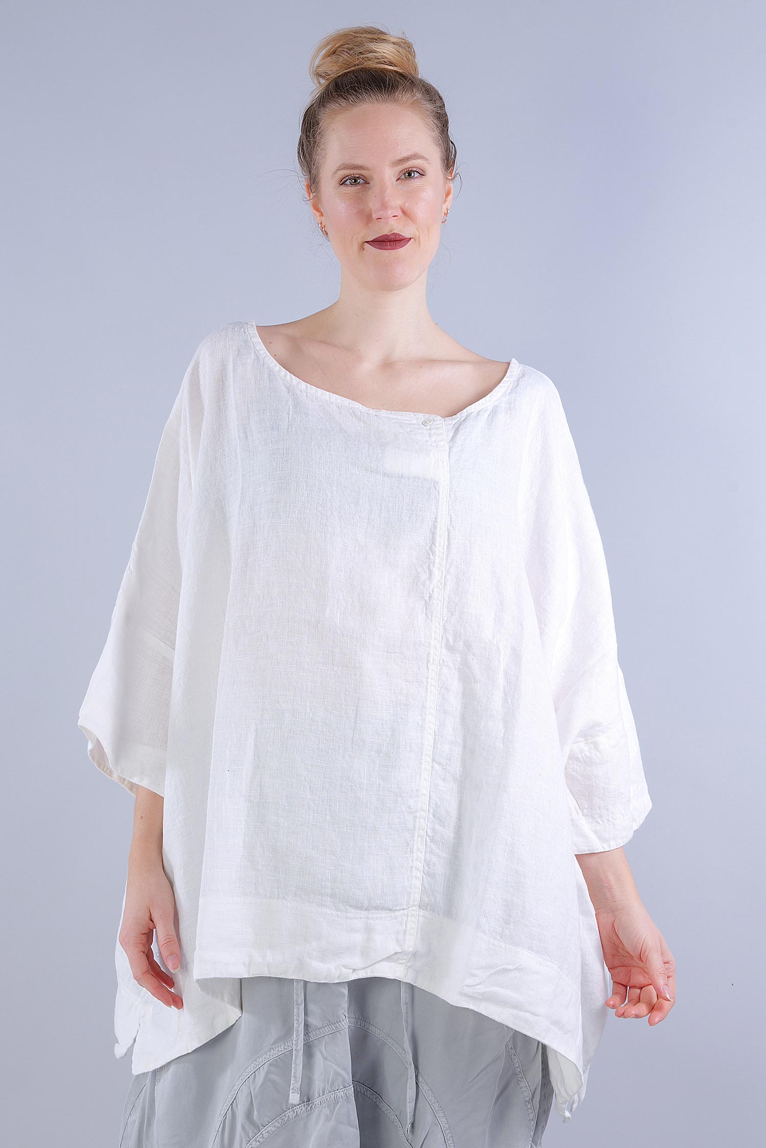 Wide linen top - 1253540506 - offwhite