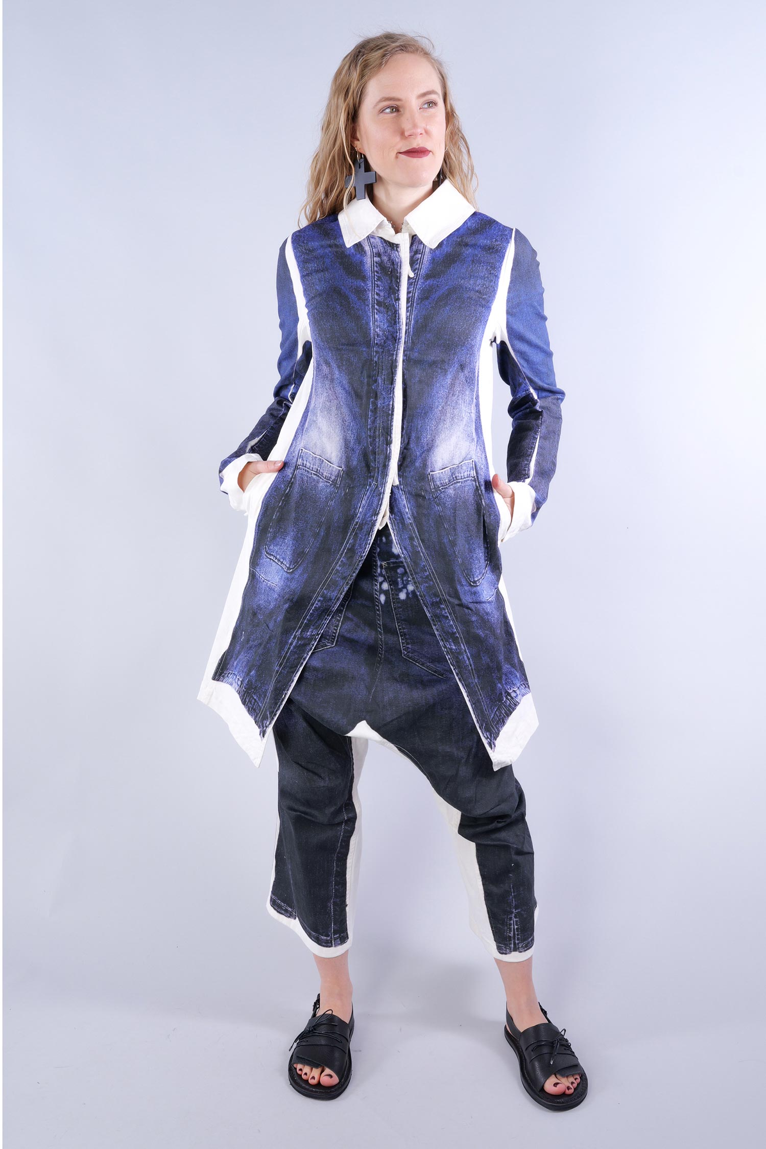 Oversize coat - denim prt - 1252111206