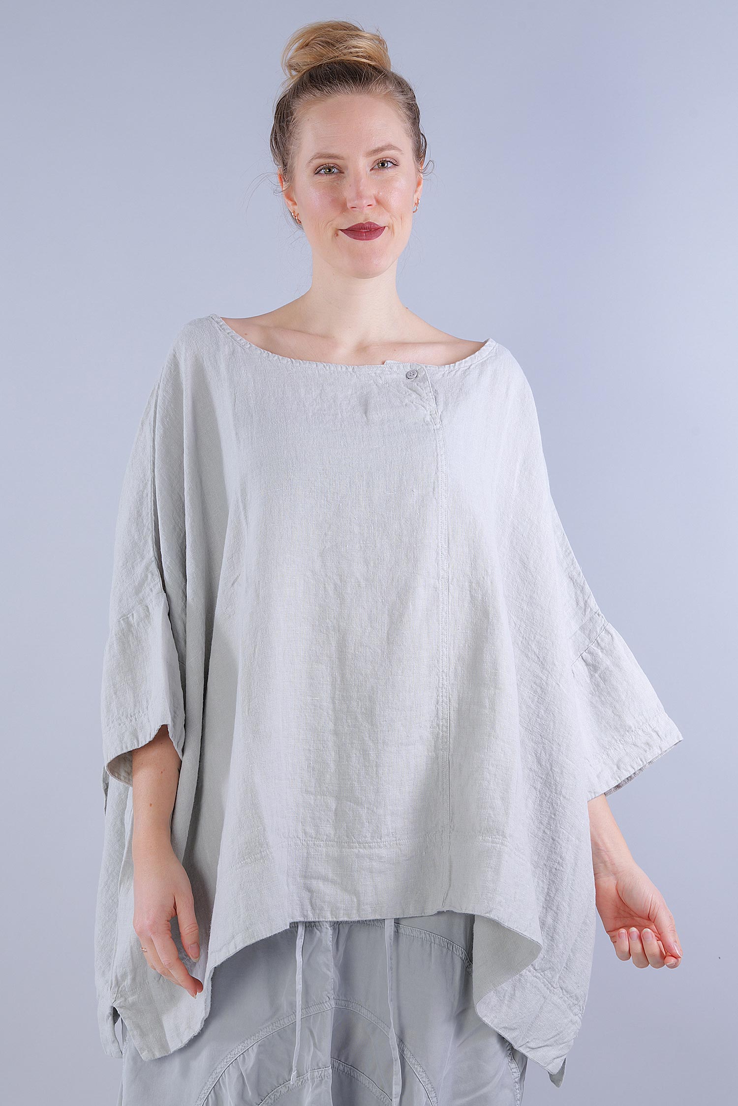 Wide linen top - 1253540506 - grey