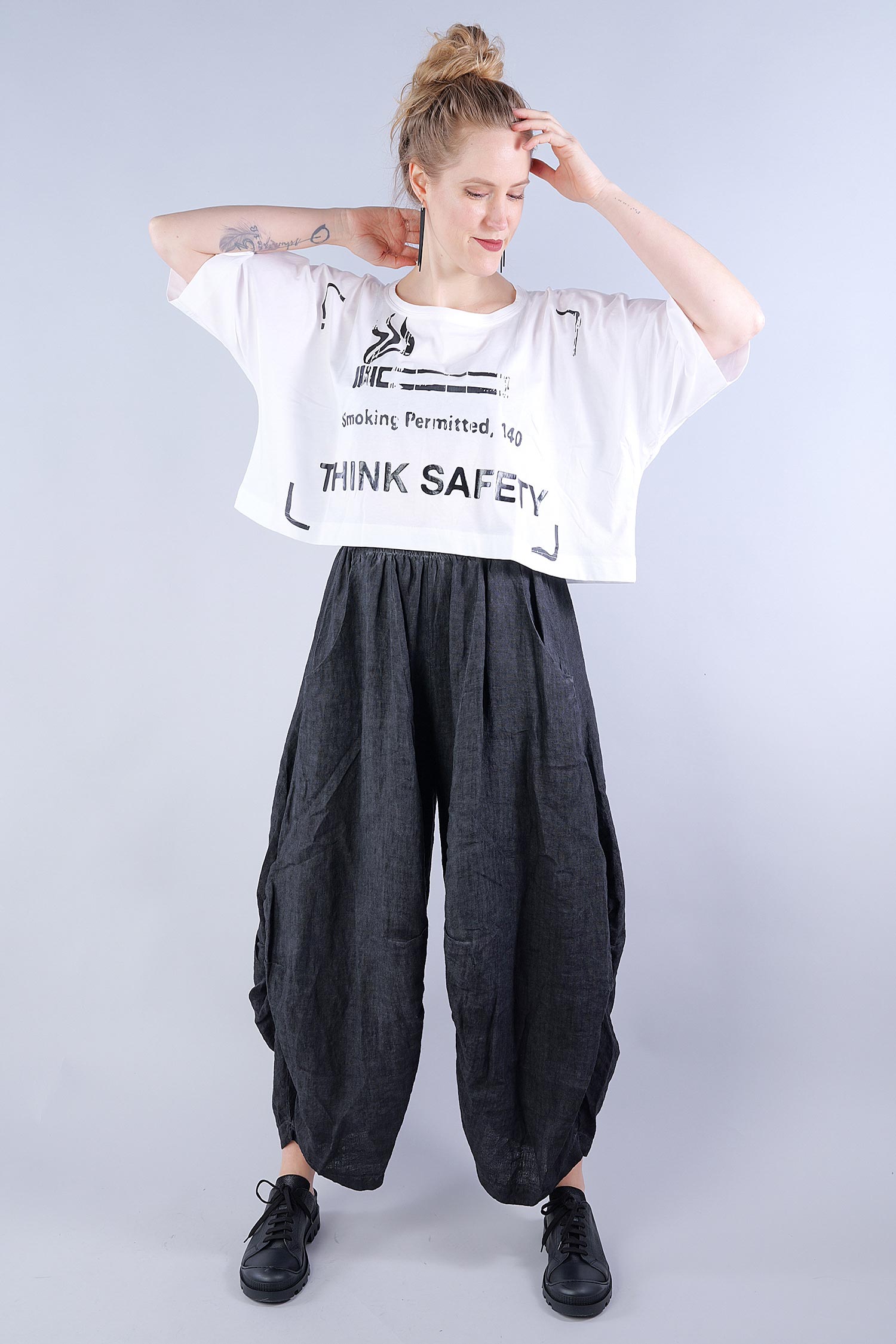 Oversize T-shirt - s.bleach/black print - 1252300502