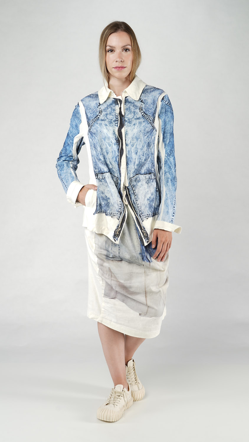 Jacket with denim print - denim prt - 1252111105