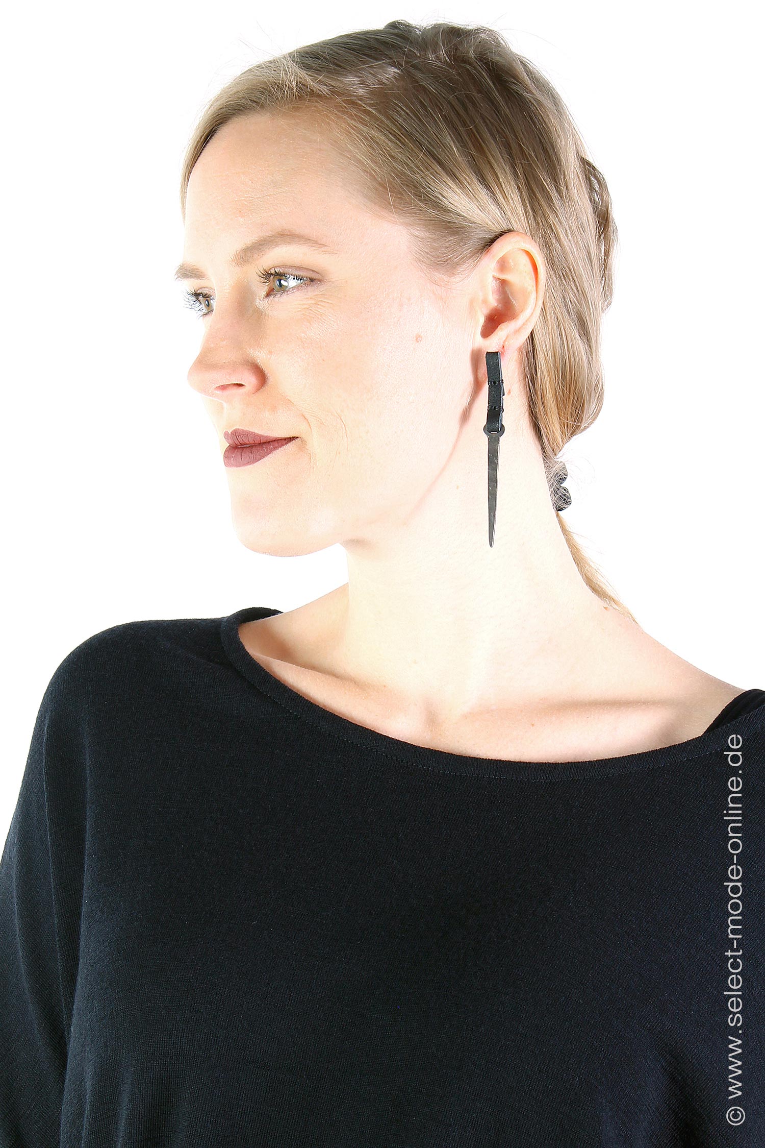 Silber Ohrring - Spike S Earring Silver / Schwarz