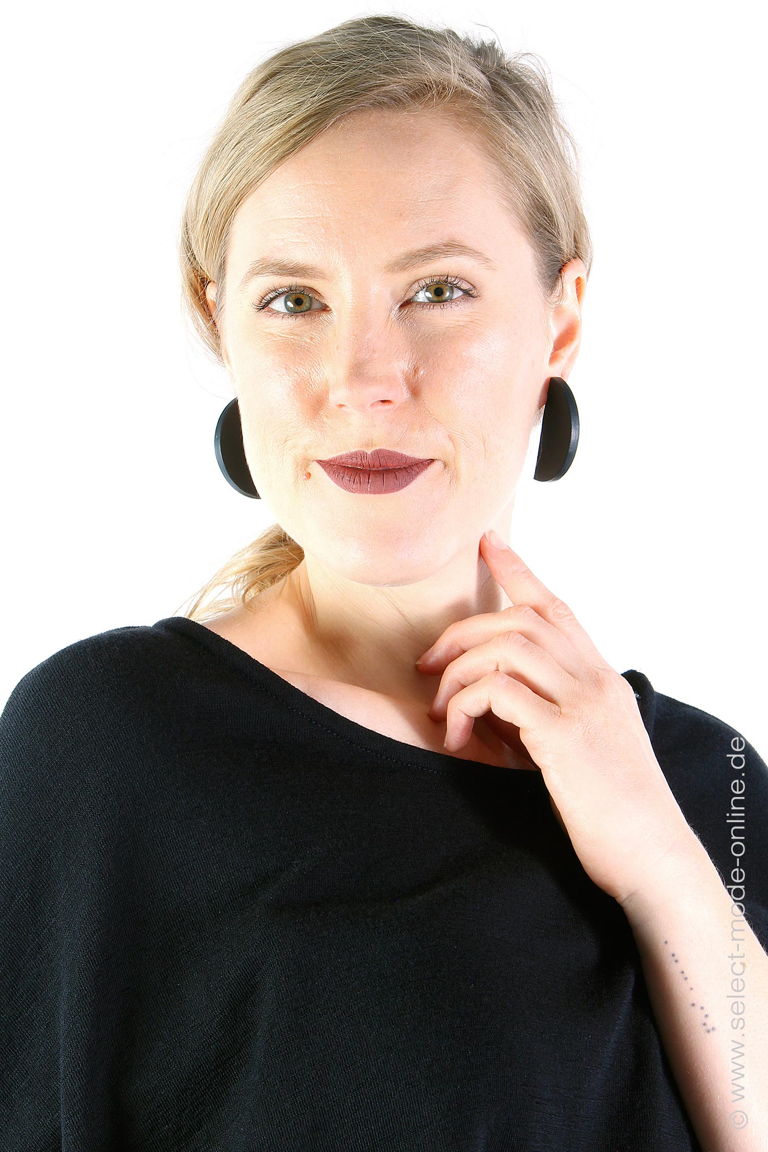 Half round earrings - Polkadot H_M_Earring - black