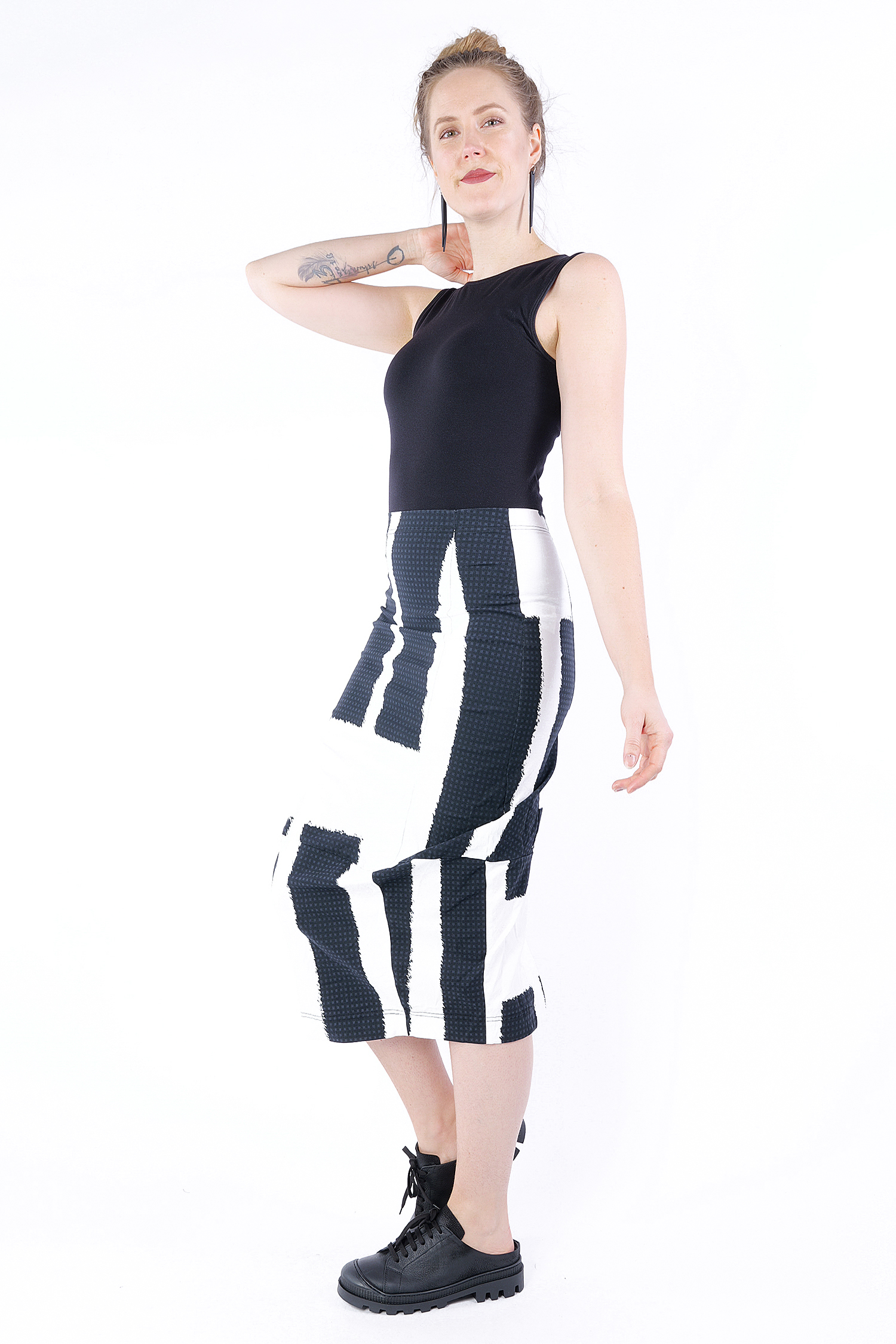 Striped stretch skirt - 1253390307 - black print