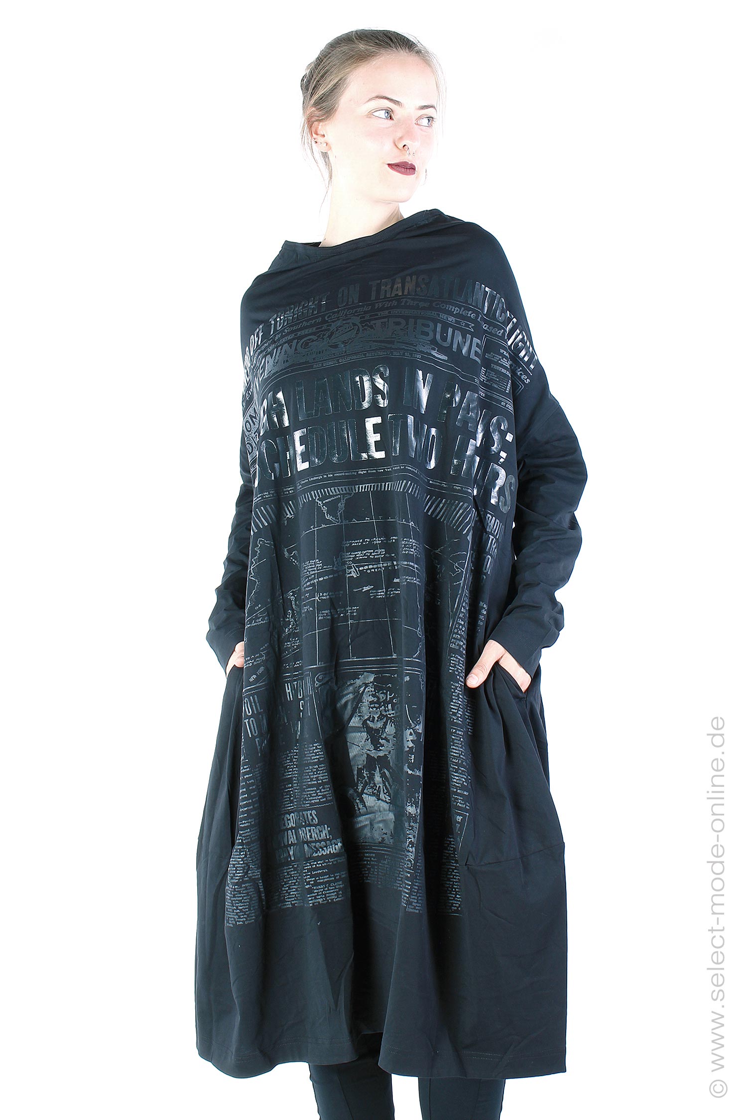 Oversize Jerseykleid  - Black Print - 2242300908