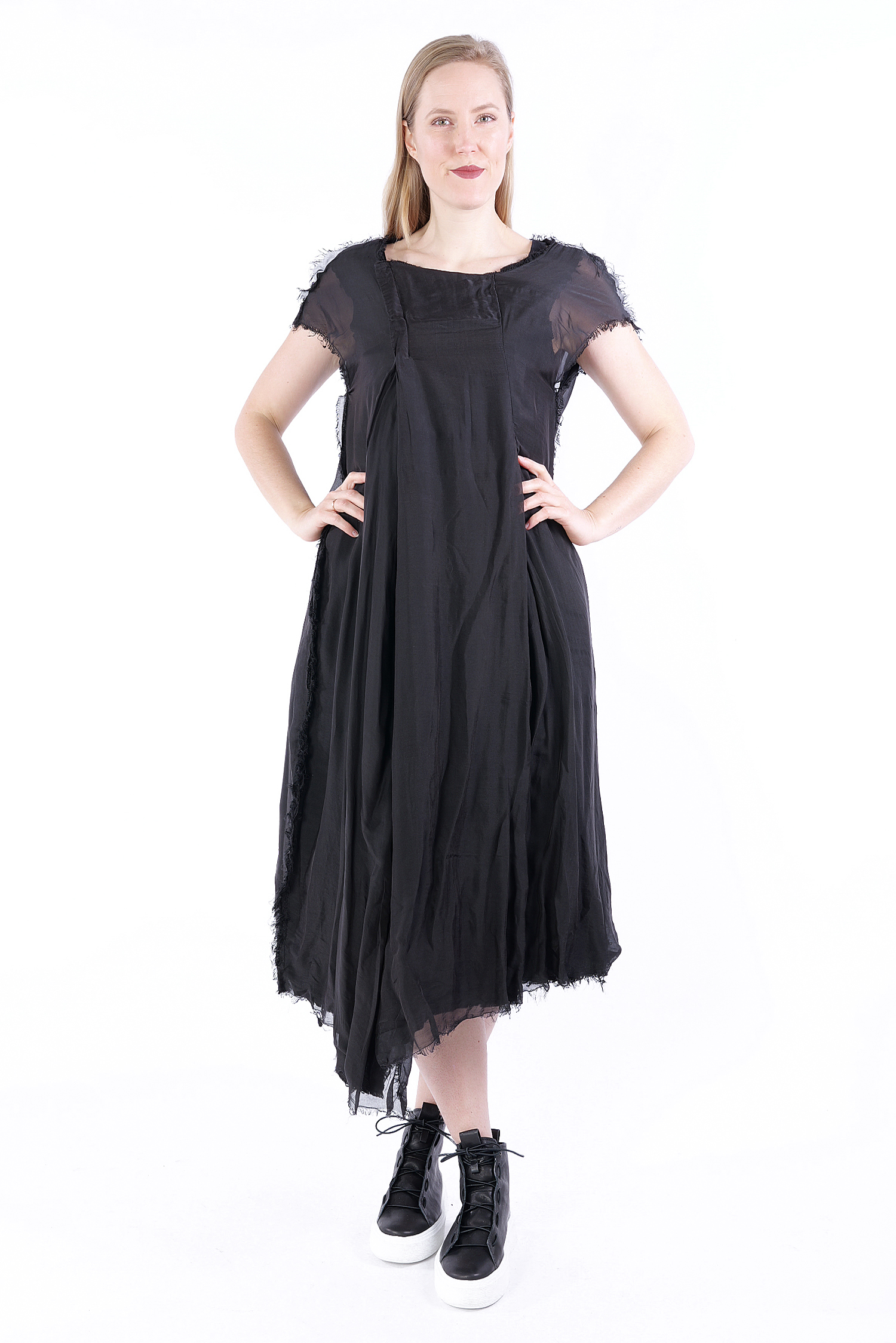 Ausgefallenes Kleid - Schwarz - S35